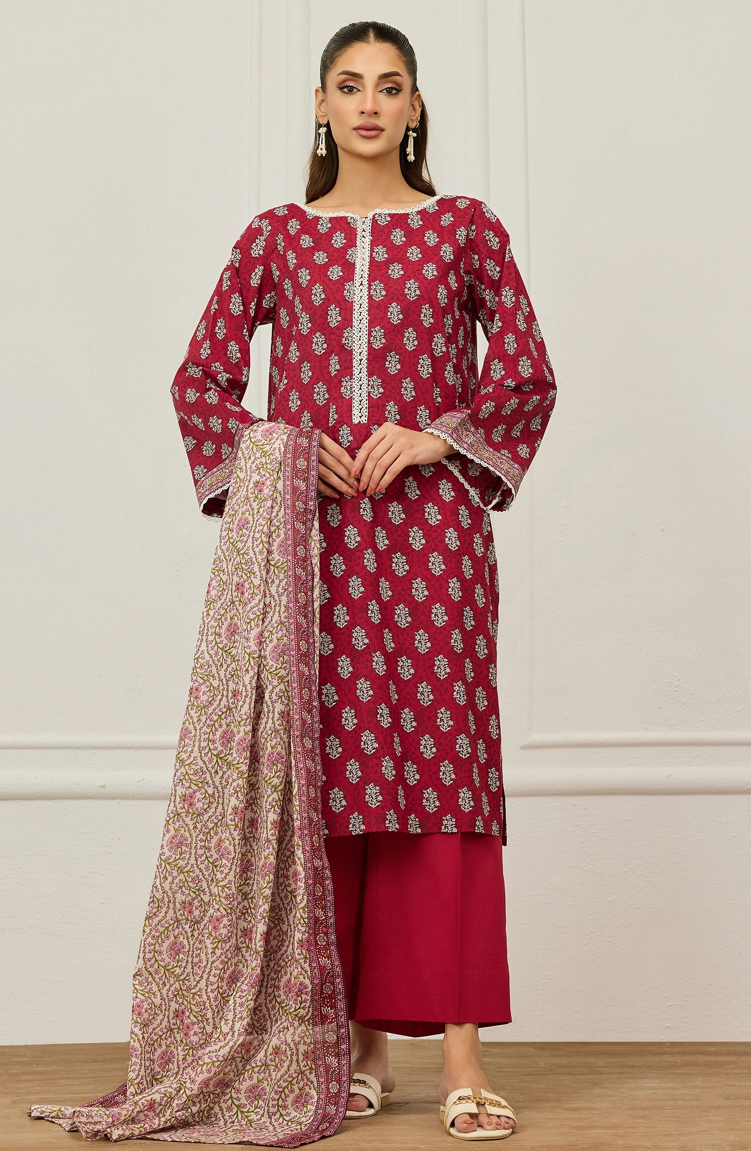 Unstitched | 3 Piece | Printed | Lawn Shirt | OTL-20655/U RED