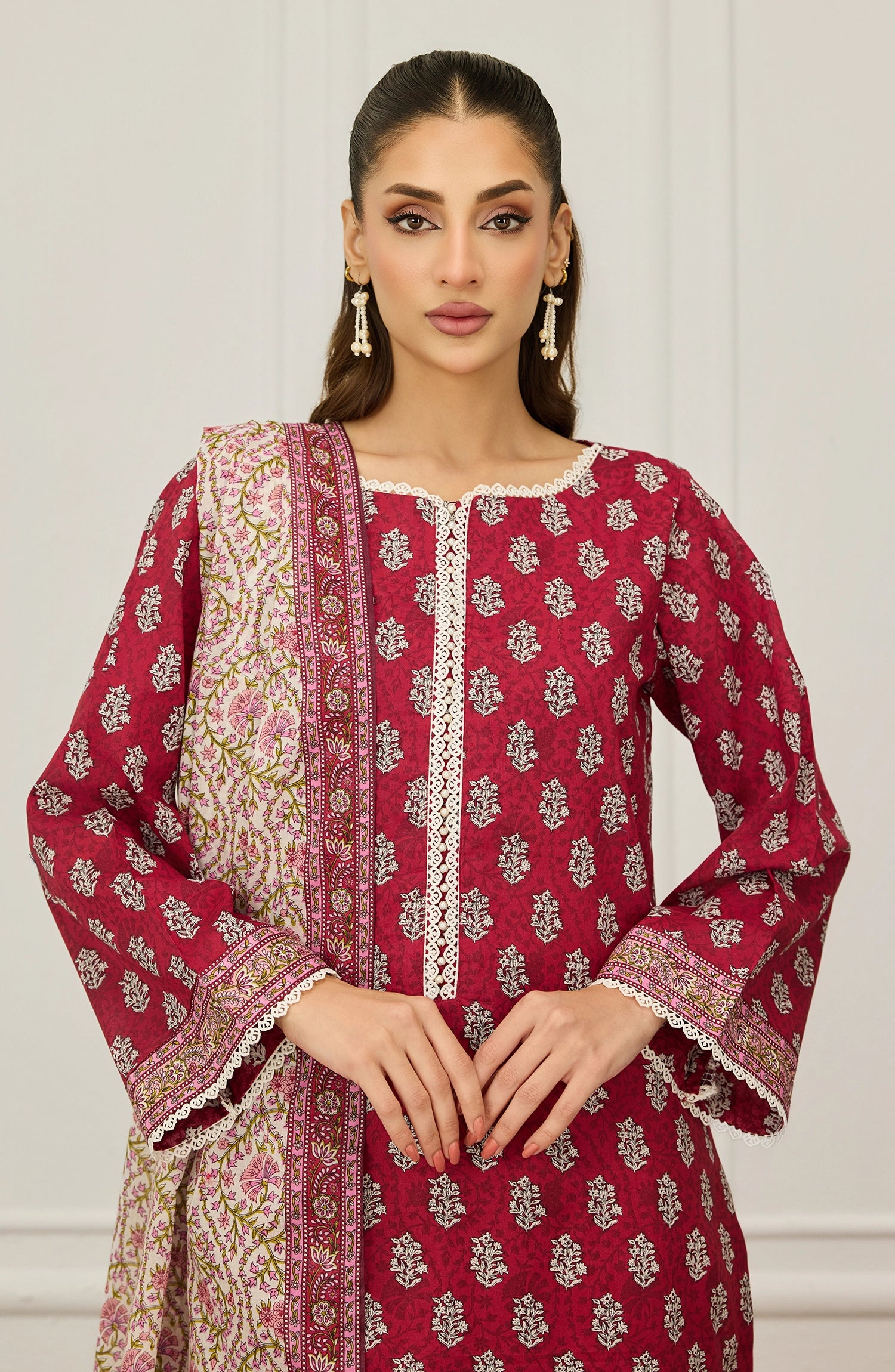 Unstitched | 3 Piece | Printed | Lawn Shirt | OTL-20655/U RED