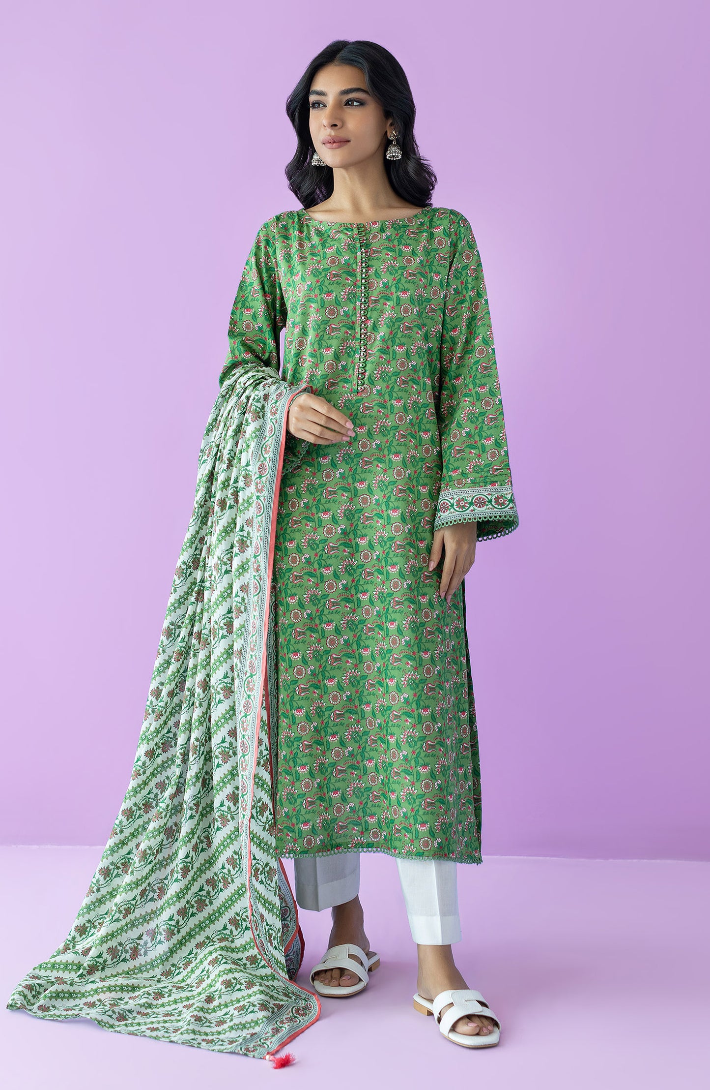 NRDS-23-079/U L.GREEN LAWN  UNSTITCHED SHIRT DUPATTA