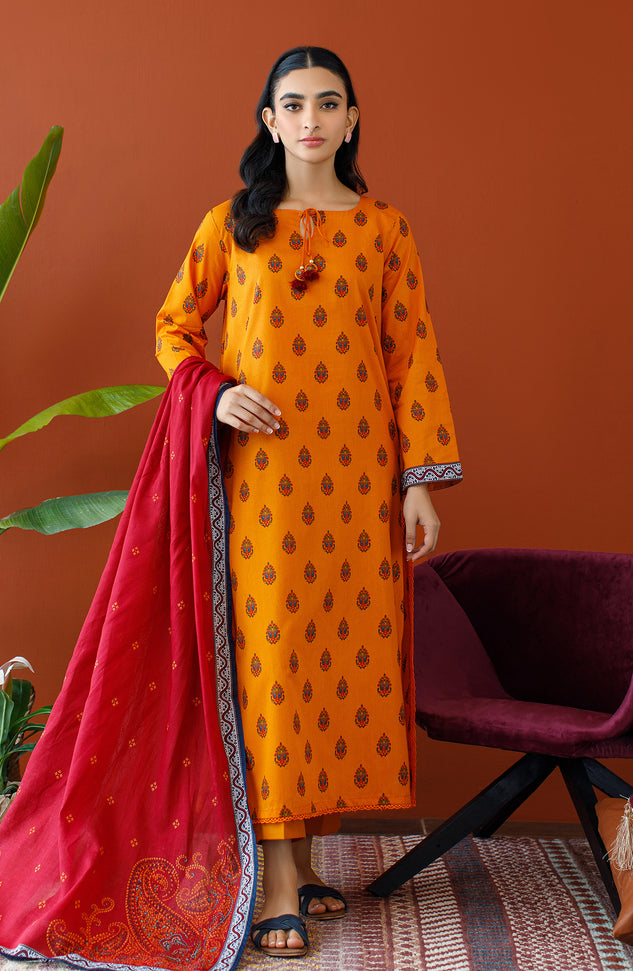 OTL-23-329/U YELLOW CAMBRIC Women UNSTITCHED SHIRT DUPATTA PANTS