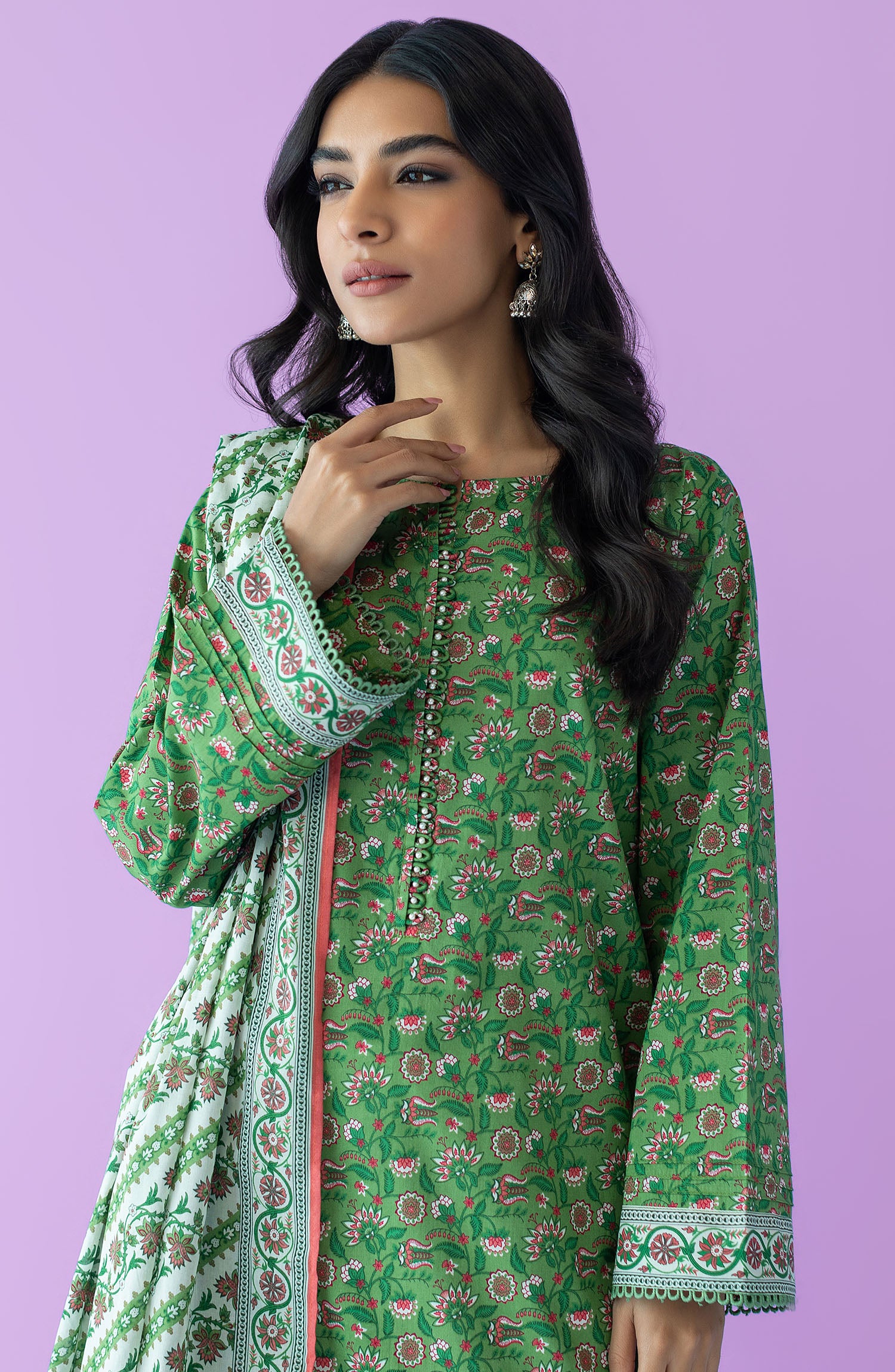 NRDS-23-079/U L.GREEN LAWN  UNSTITCHED SHIRT DUPATTA