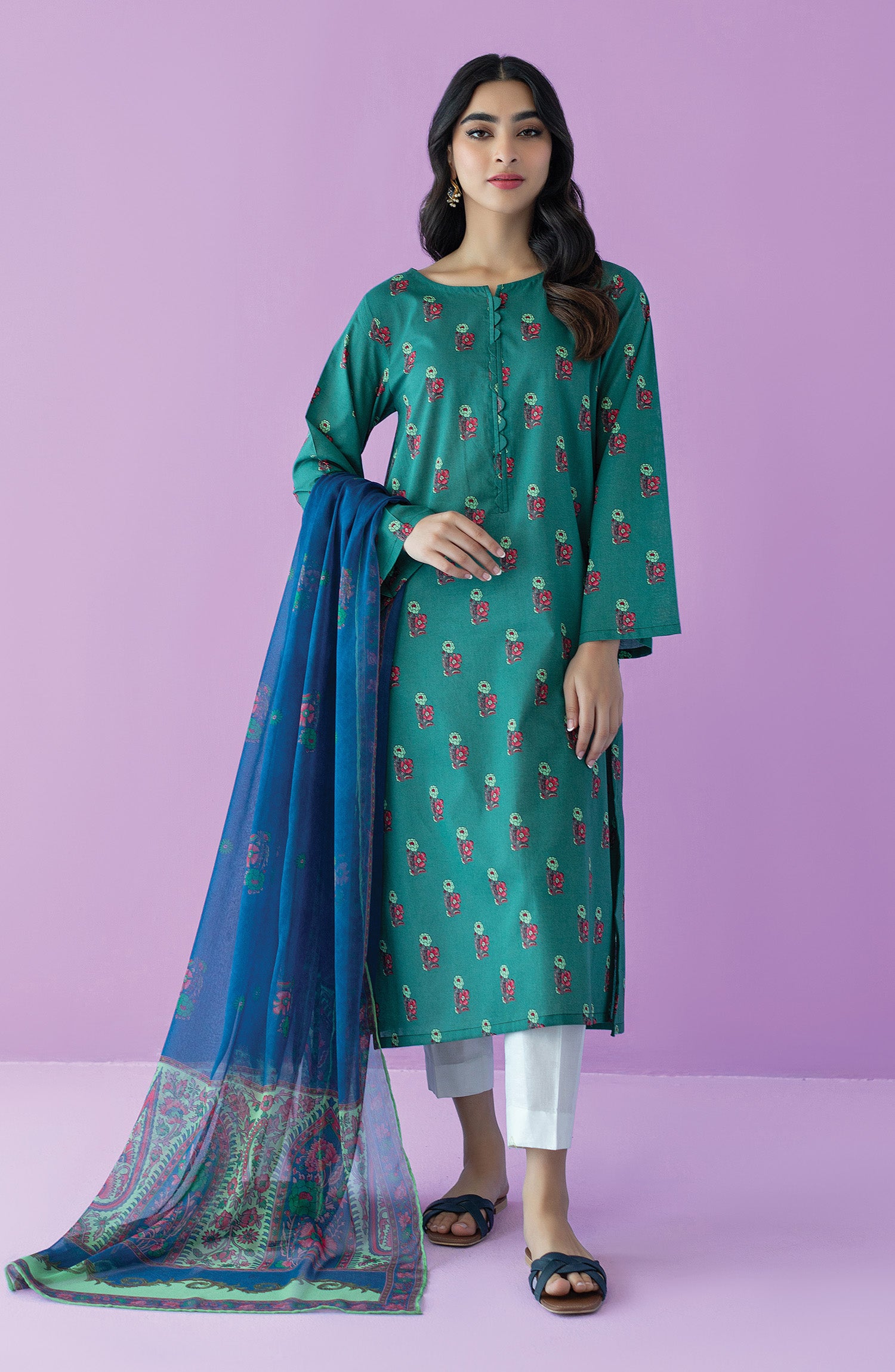 NRDS-23-071/U GREEN LAWN  UNSTITCHED SHIRT DUPATTA