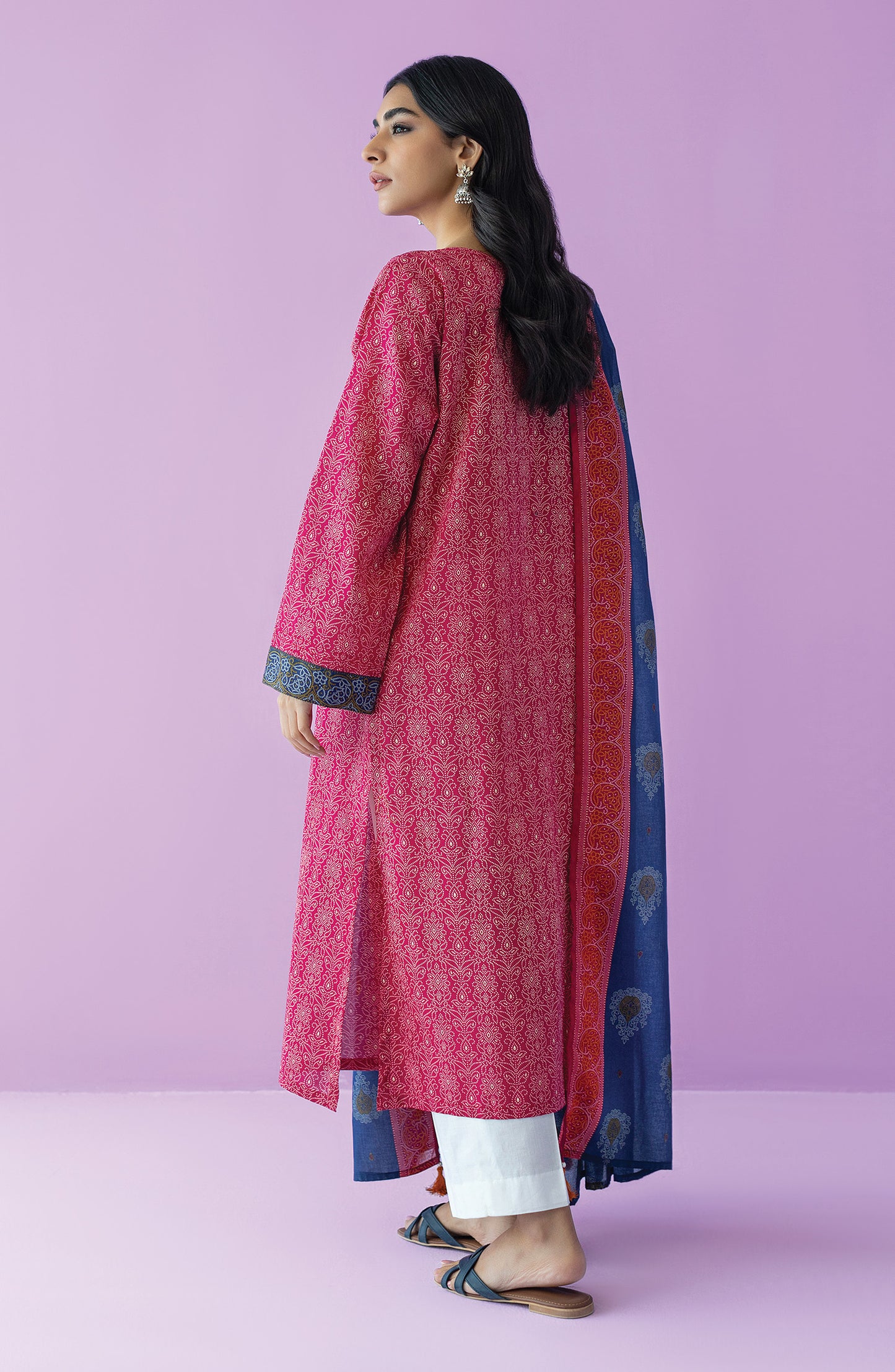 NRDS-23-115/U RED LAWN  UNSTITCHED SHIRT DUPATTA