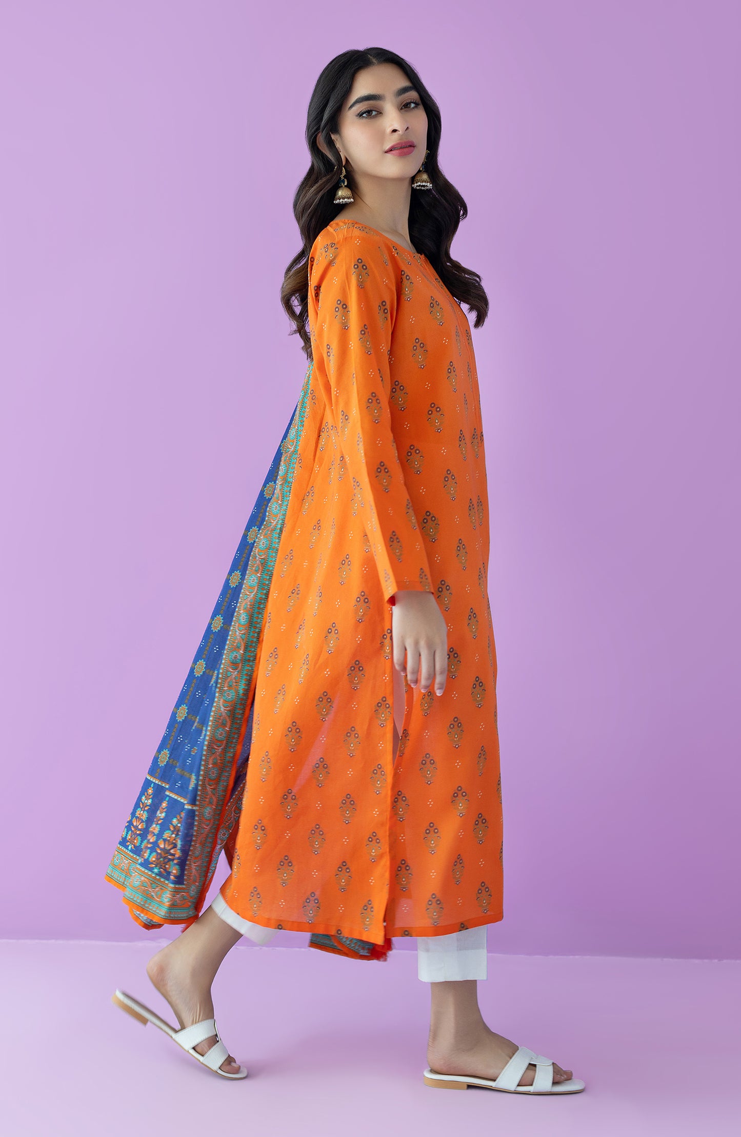 NRDS-23-111/S ORANGE LAWN  READY TO WEAR SHIRT DUPATTA