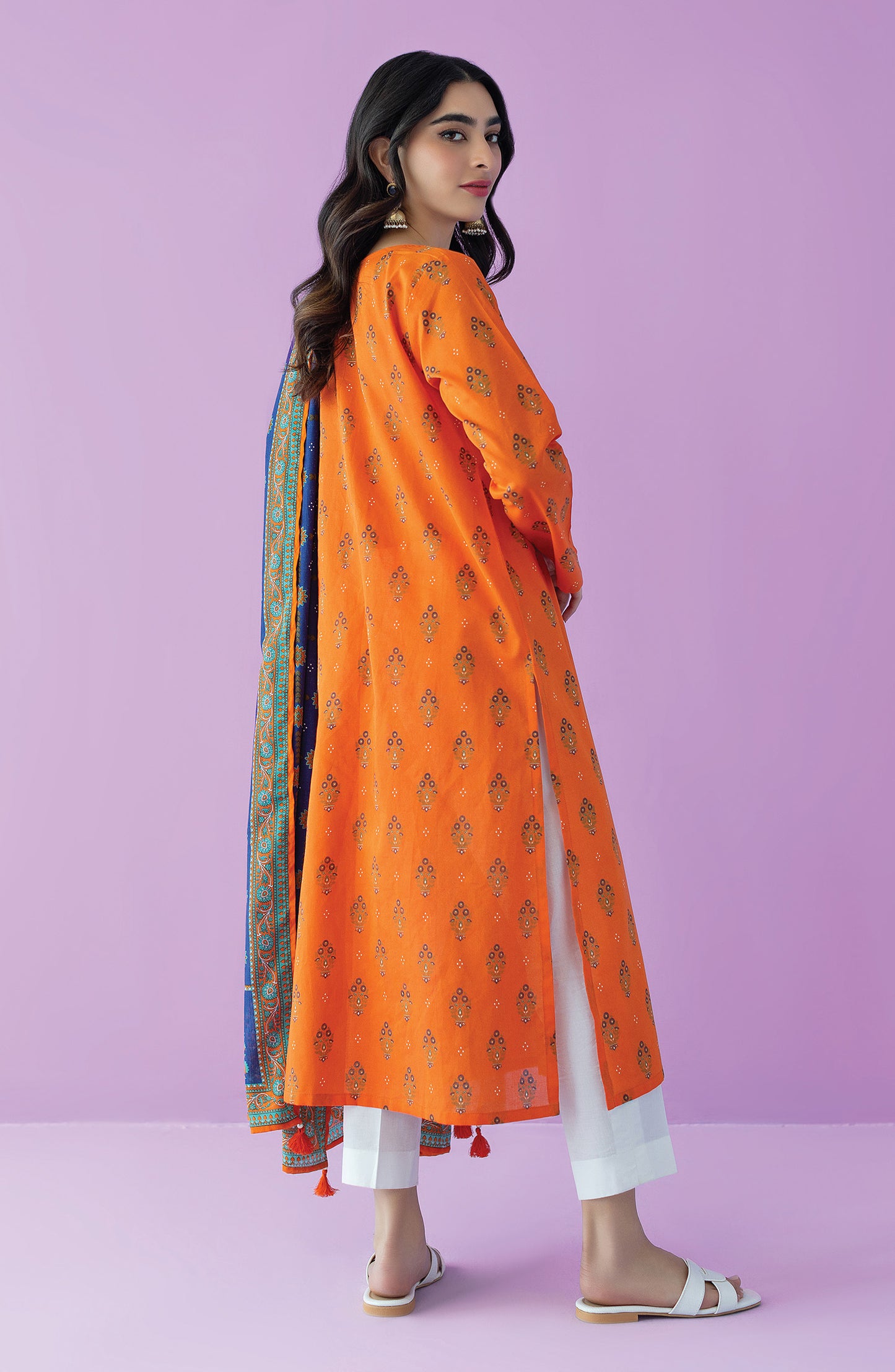 NRDS-23-111/S ORANGE LAWN  READY TO WEAR SHIRT DUPATTA