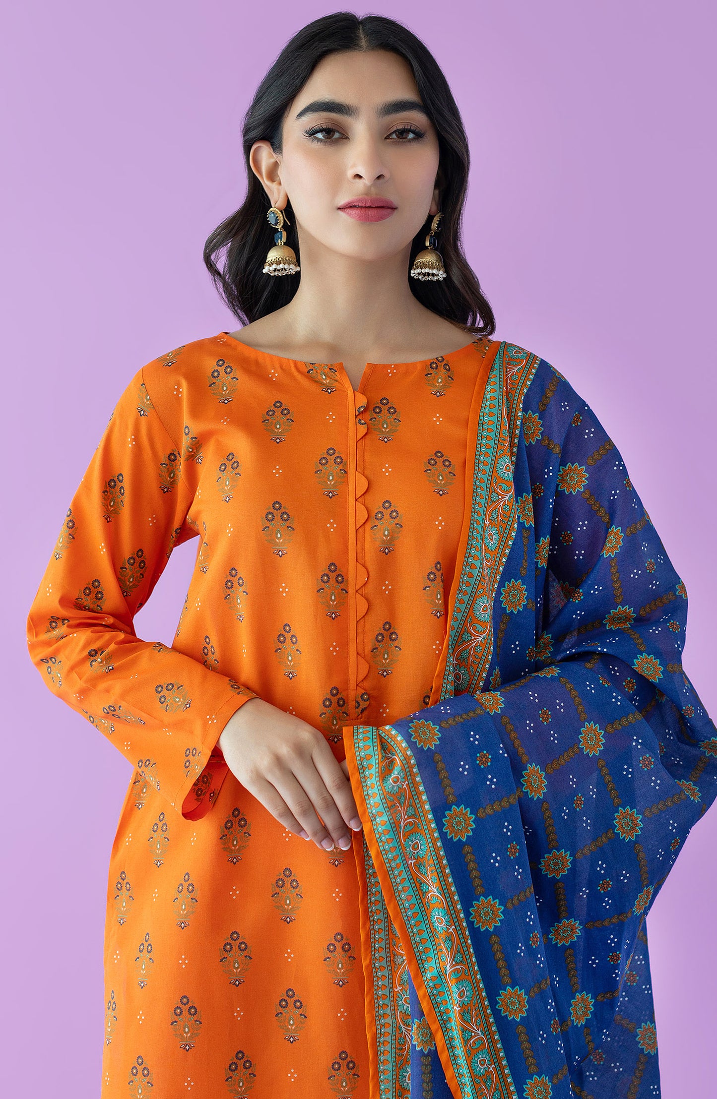 NRDS-23-111/S ORANGE LAWN  READY TO WEAR SHIRT DUPATTA