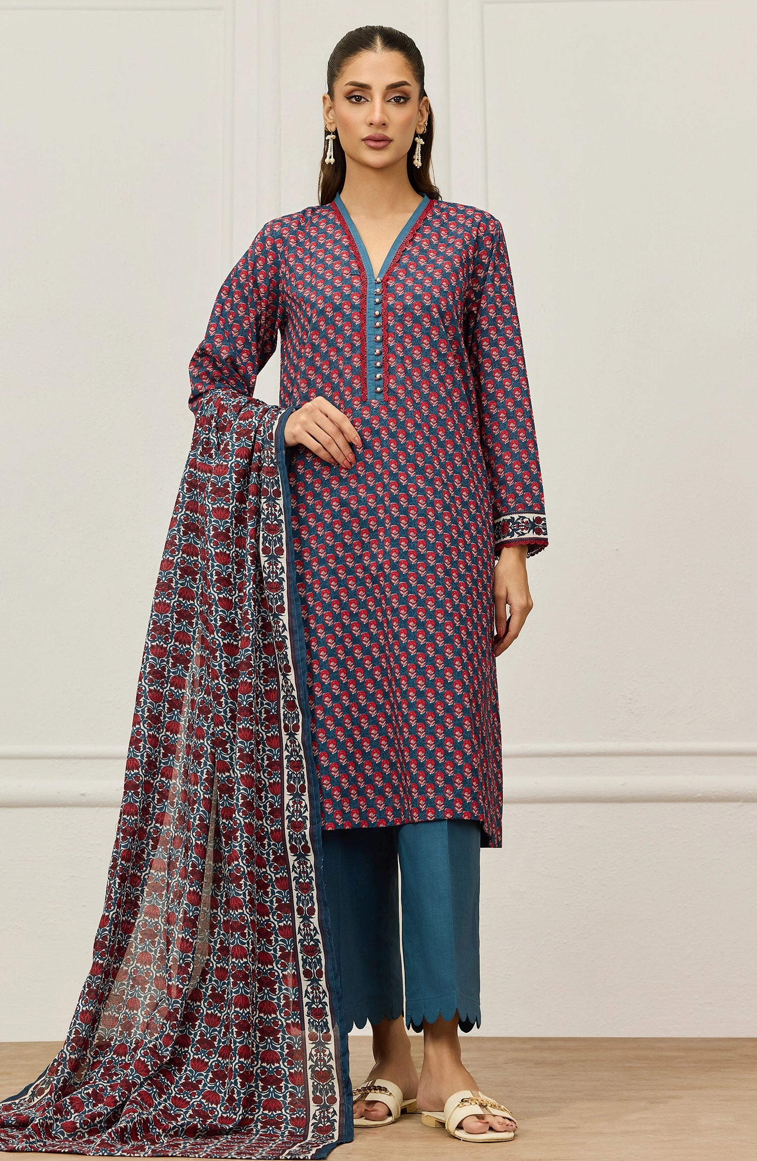Unstitched | 3 Piece | Printed | Lawn Shirt | OTL-20705/U TEAL