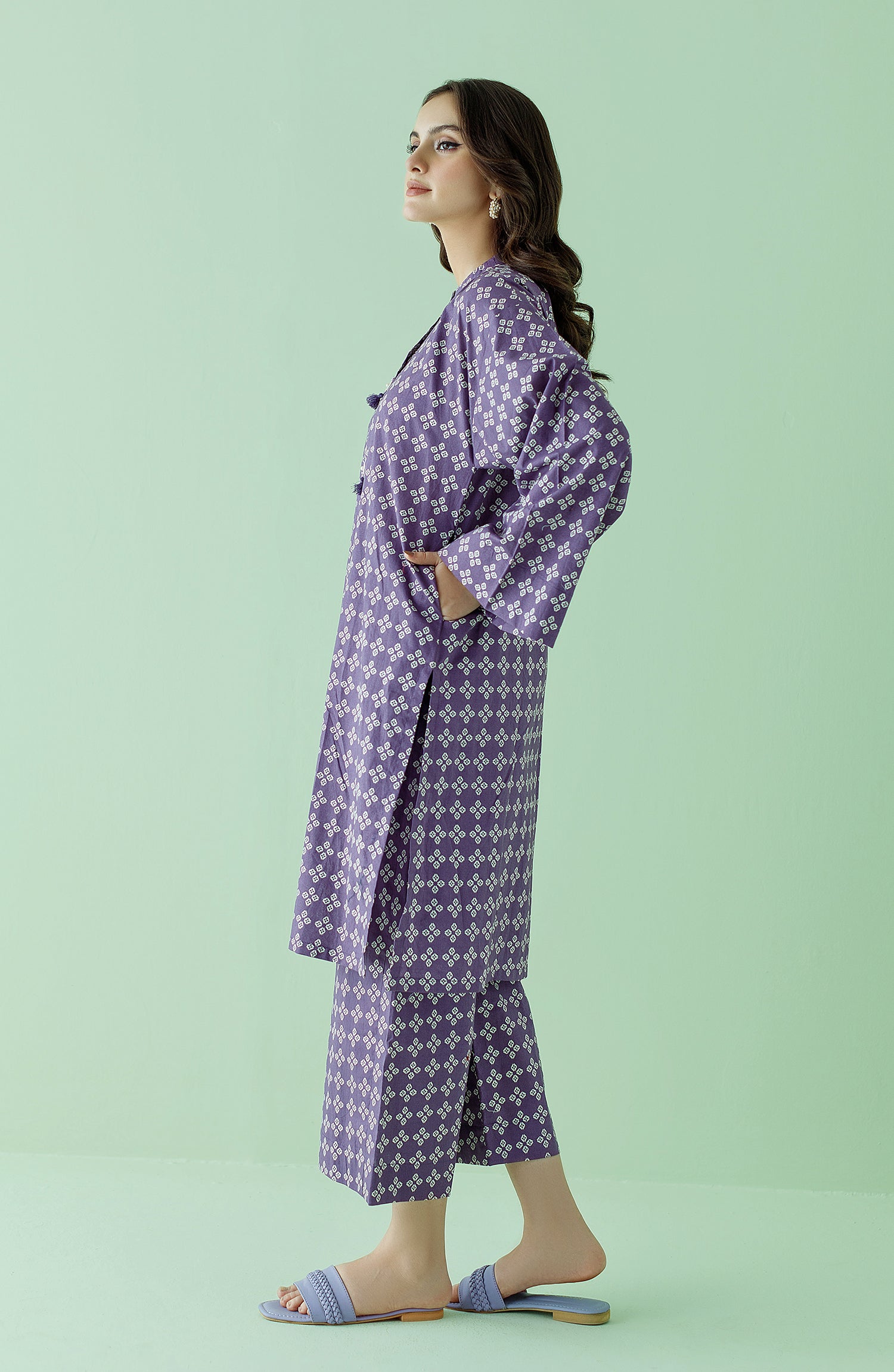 NRDS-23-130/S PURPLE LAWN Women READY TO WEAR SHIRT PANTS