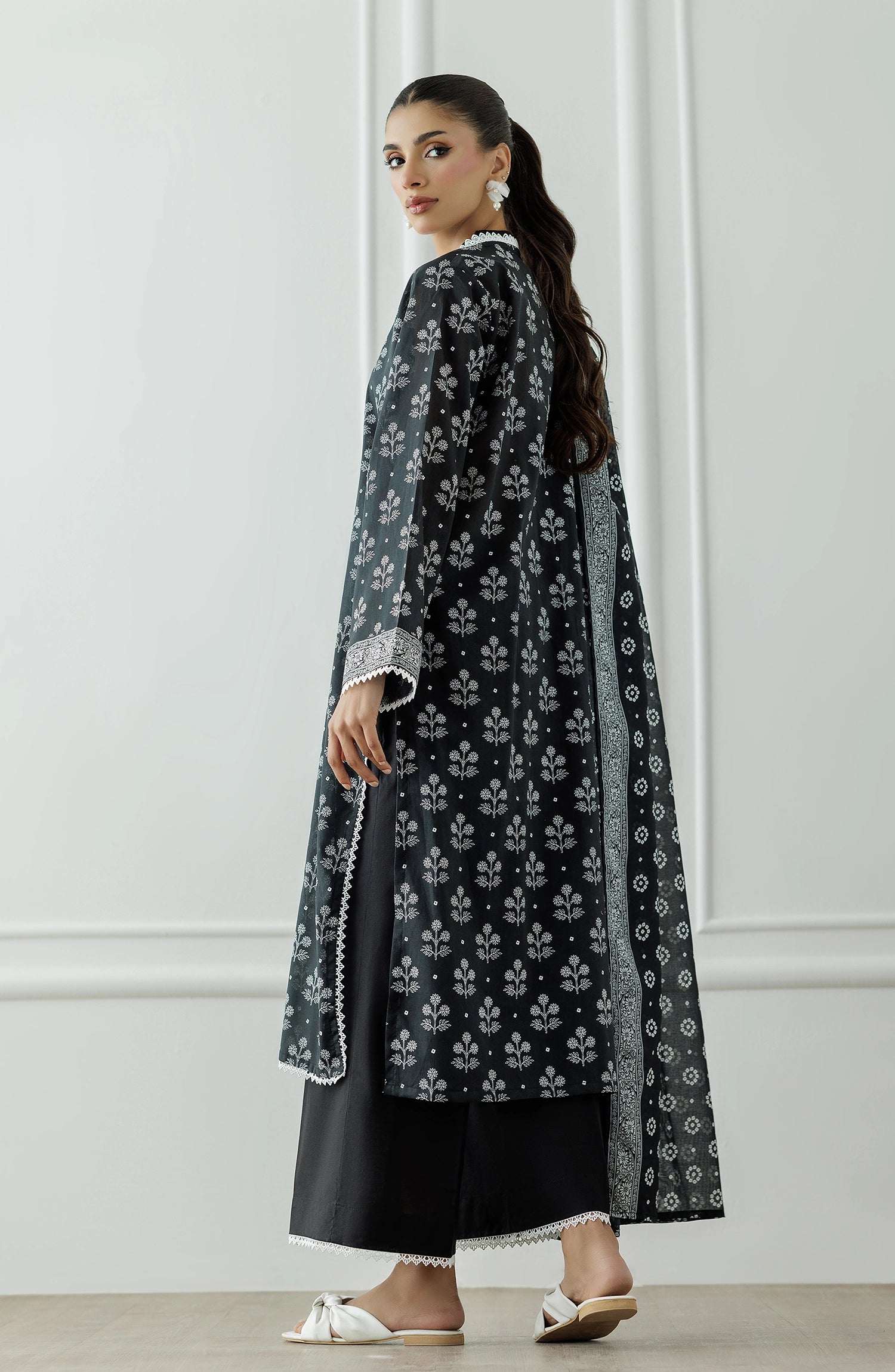 Unstitched | 3 Piece | Printed | Lawn Shirt | OTL-20755/U BLACK