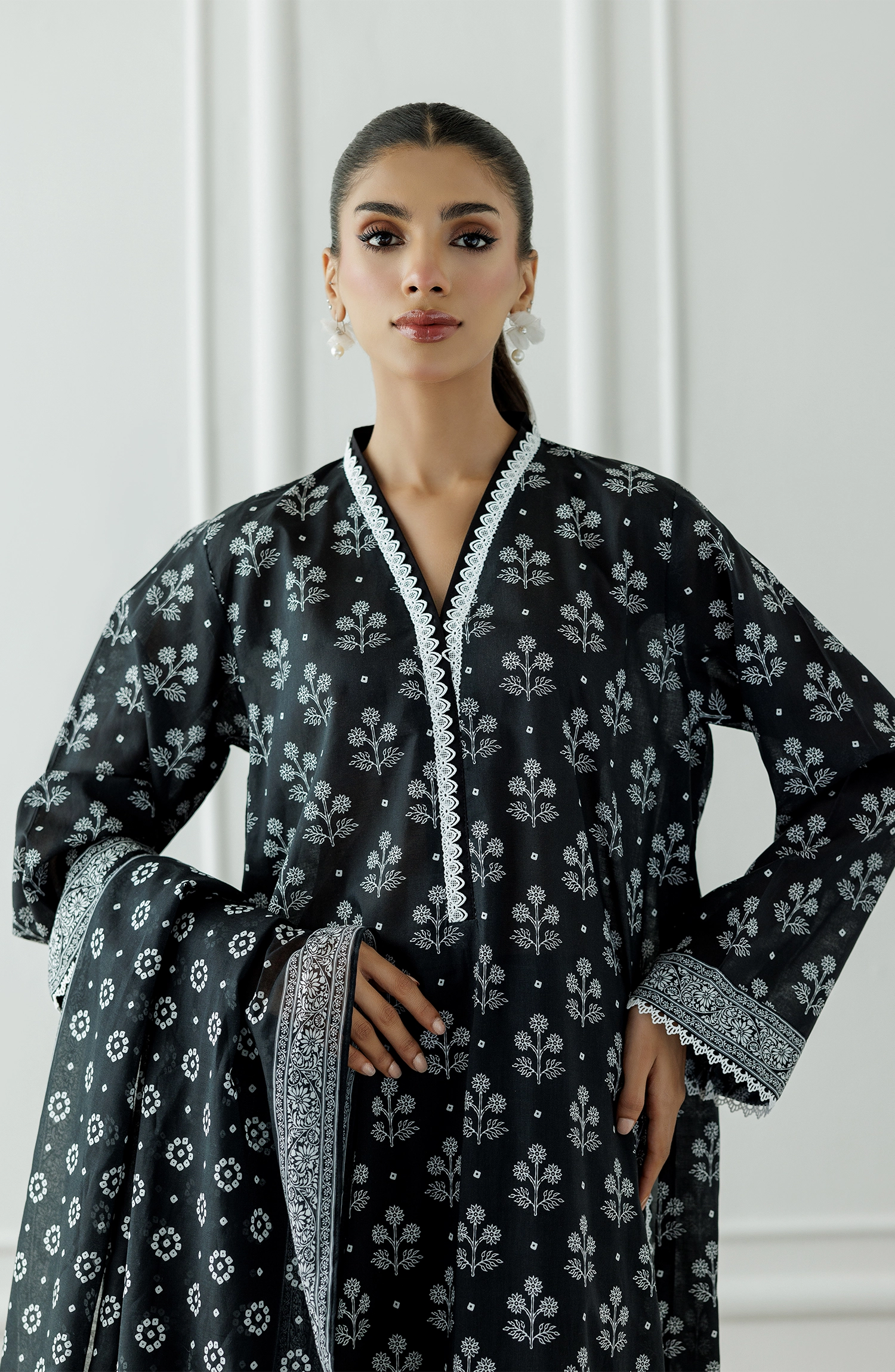 Unstitched | 3 Piece | Printed | Lawn Shirt | OTL-20755/U BLACK