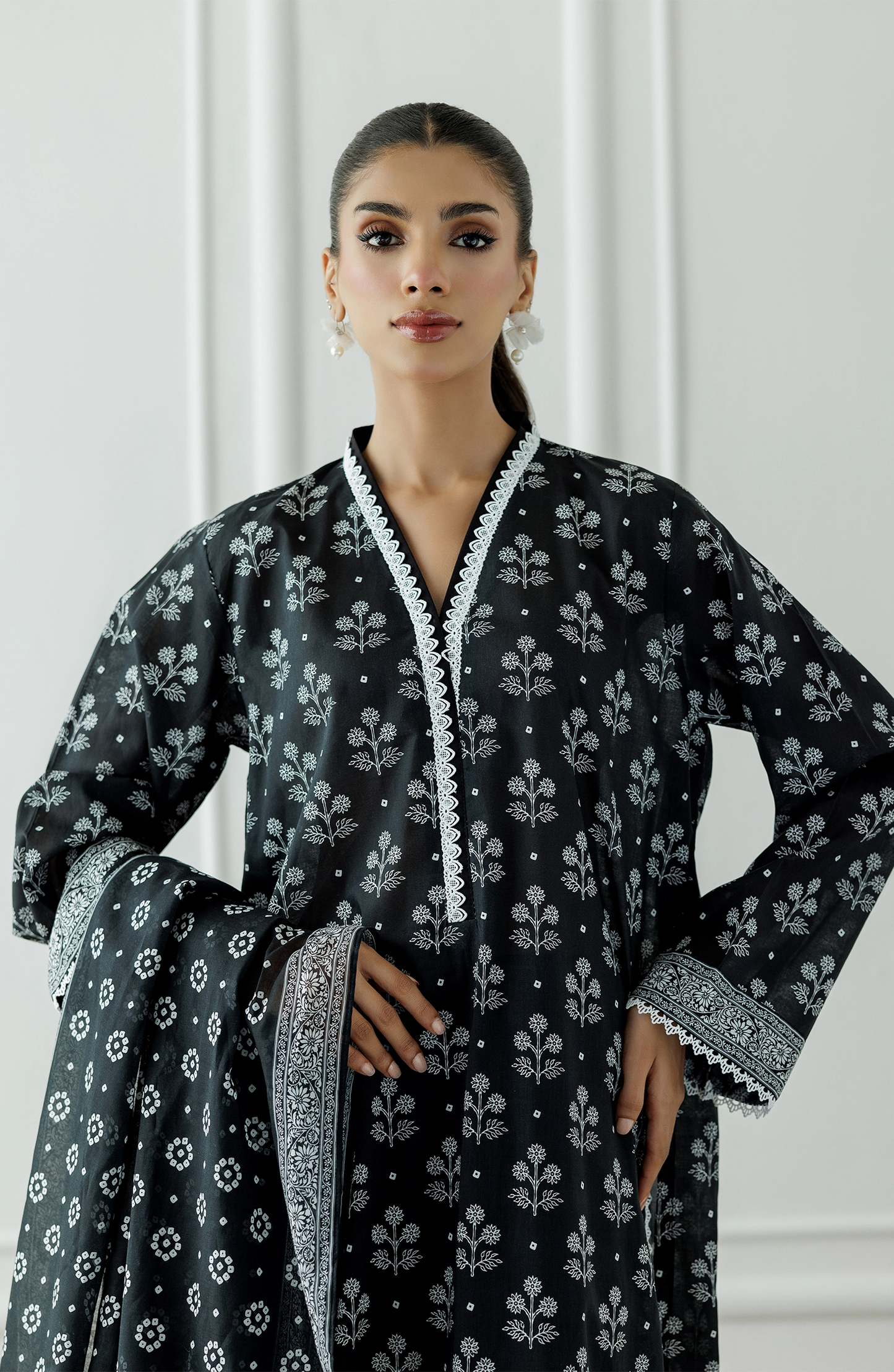 Unstitched | 3 Piece | Printed | Lawn Shirt | OTL-20755/U BLACK