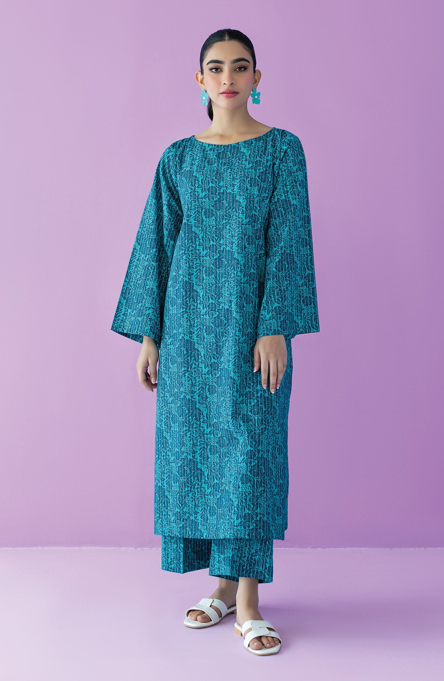 NRDS-23-092/S TURQUOISE LAWN  READY TO WEAR SHIRT PANTS