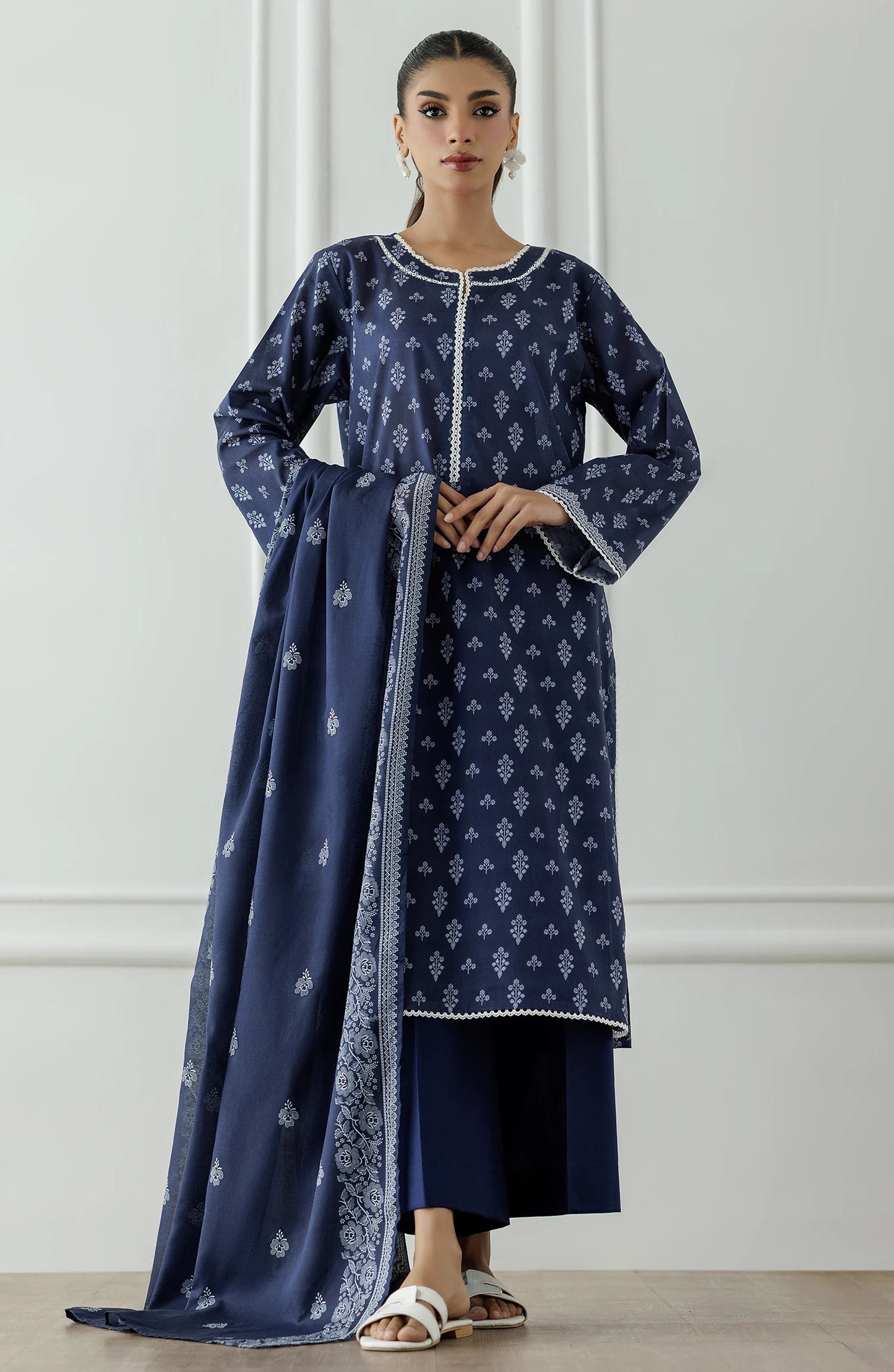 Unstitched | 3 Piece | Printed | Lawn Shirt | OTL-20795/U BLUE