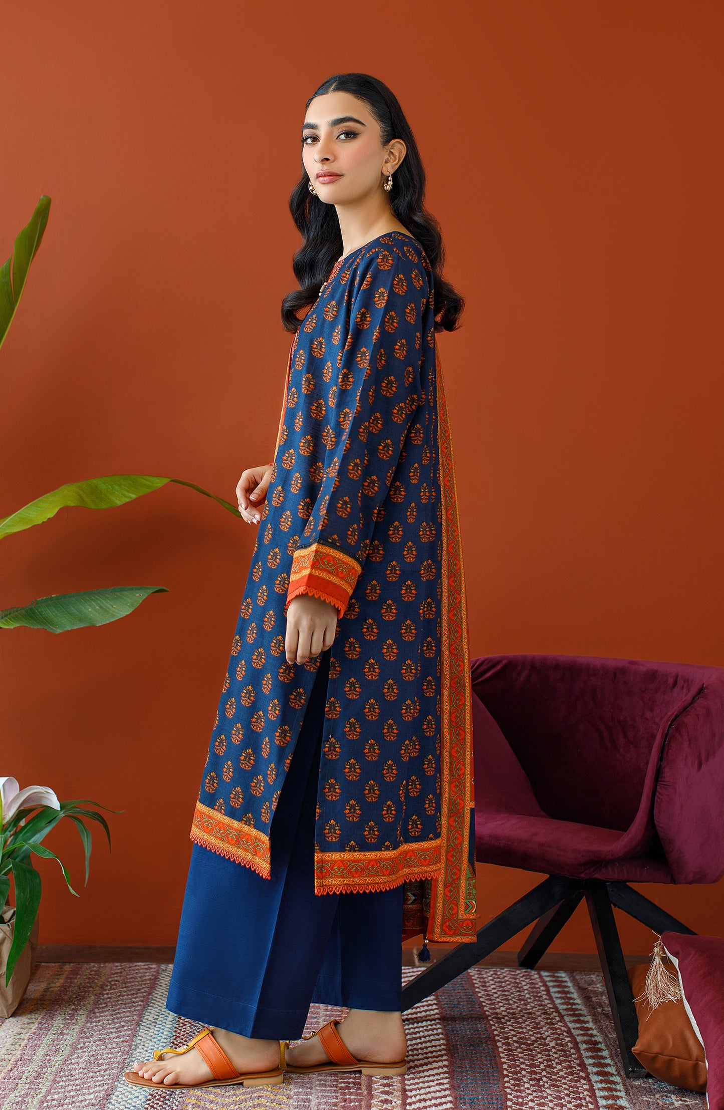 OTL-23-251/S BLUE KHADDAR Women READY TO WEAR SHIRT DUPATTA PANTS