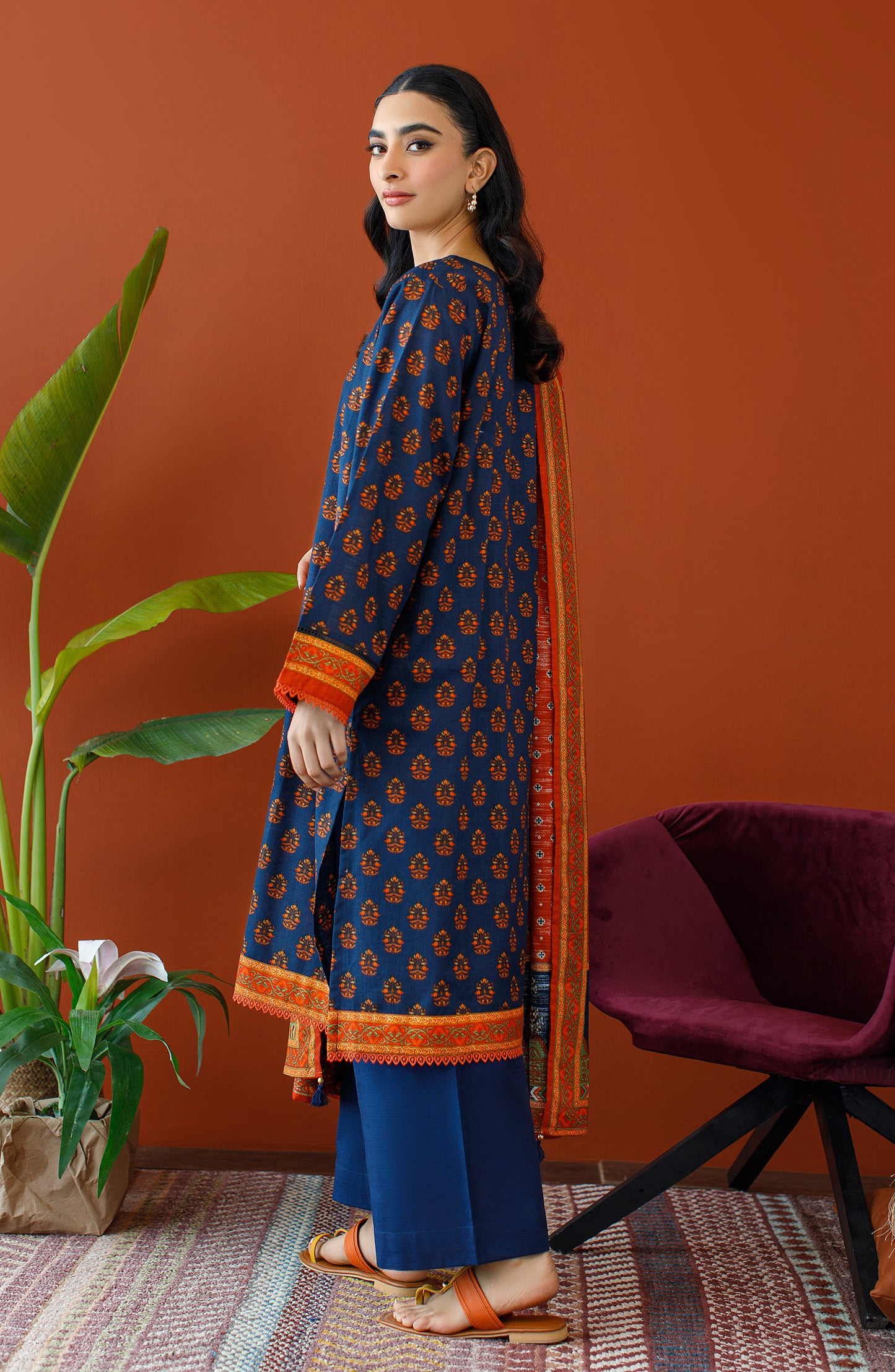 OTL-23-251/S BLUE KHADDAR Women READY TO WEAR SHIRT DUPATTA PANTS