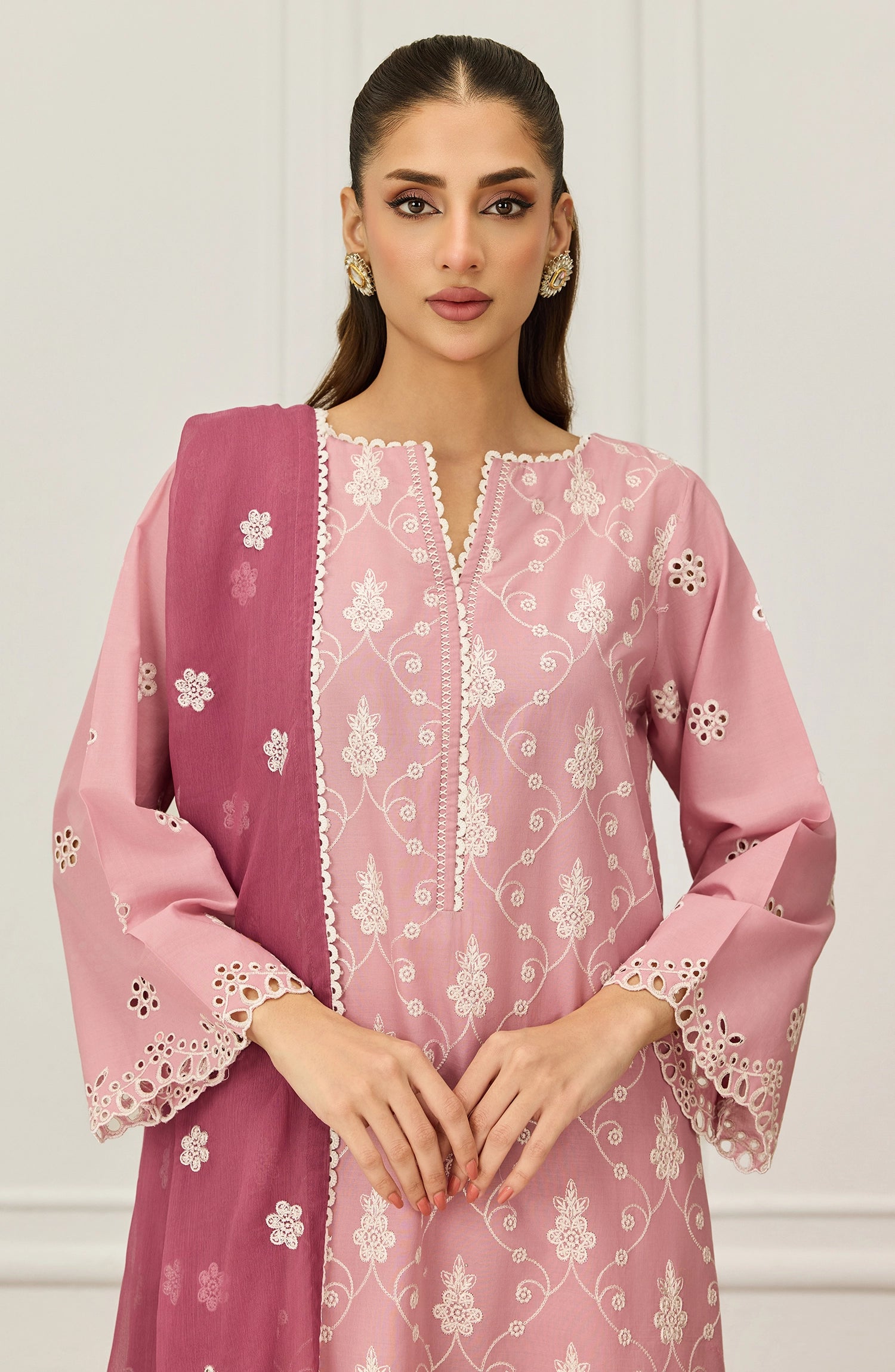 Unstitched | 3 Piece | Embroidered | CHIKANKARI Shirt | WRFC25S-3027/U LIGHT PINK