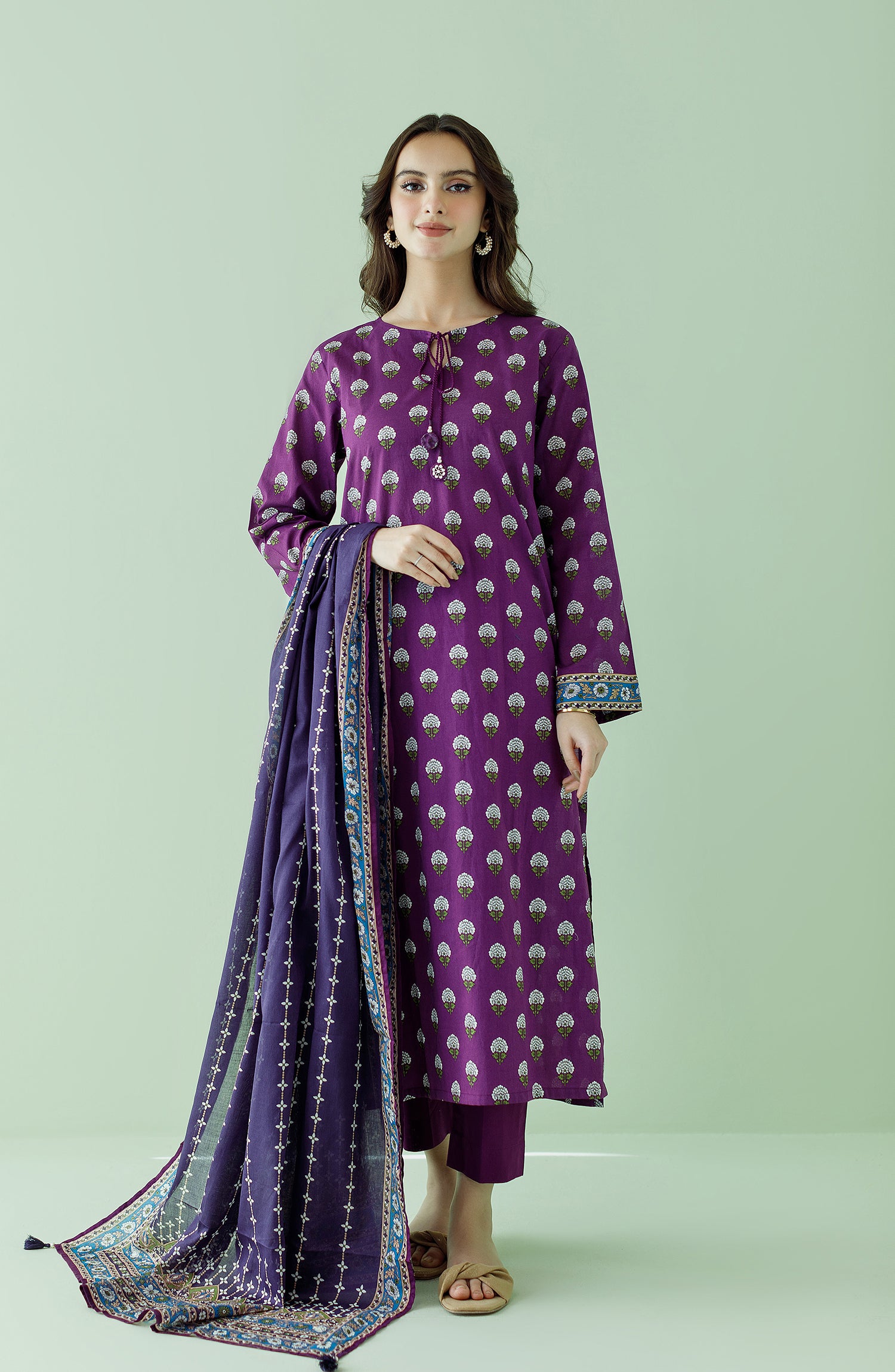 OTL-23-359/S PURPLE LAWN Women READY TO WEAR SHIRT DUPATTA PANTS