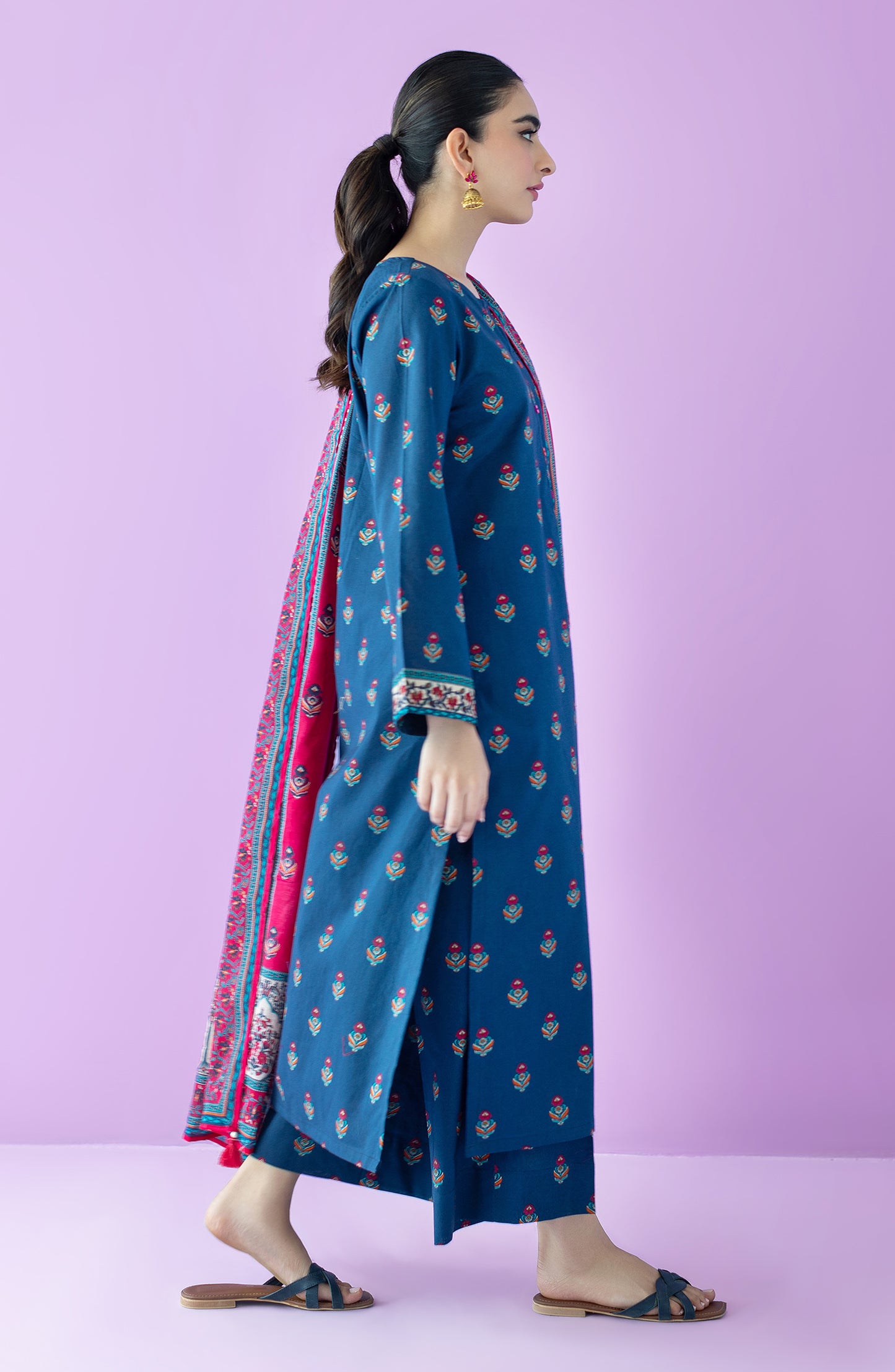 OTL-23-165/U BLUE LAWN  UNSTITCHED SHIRT DUPATTA PANTS