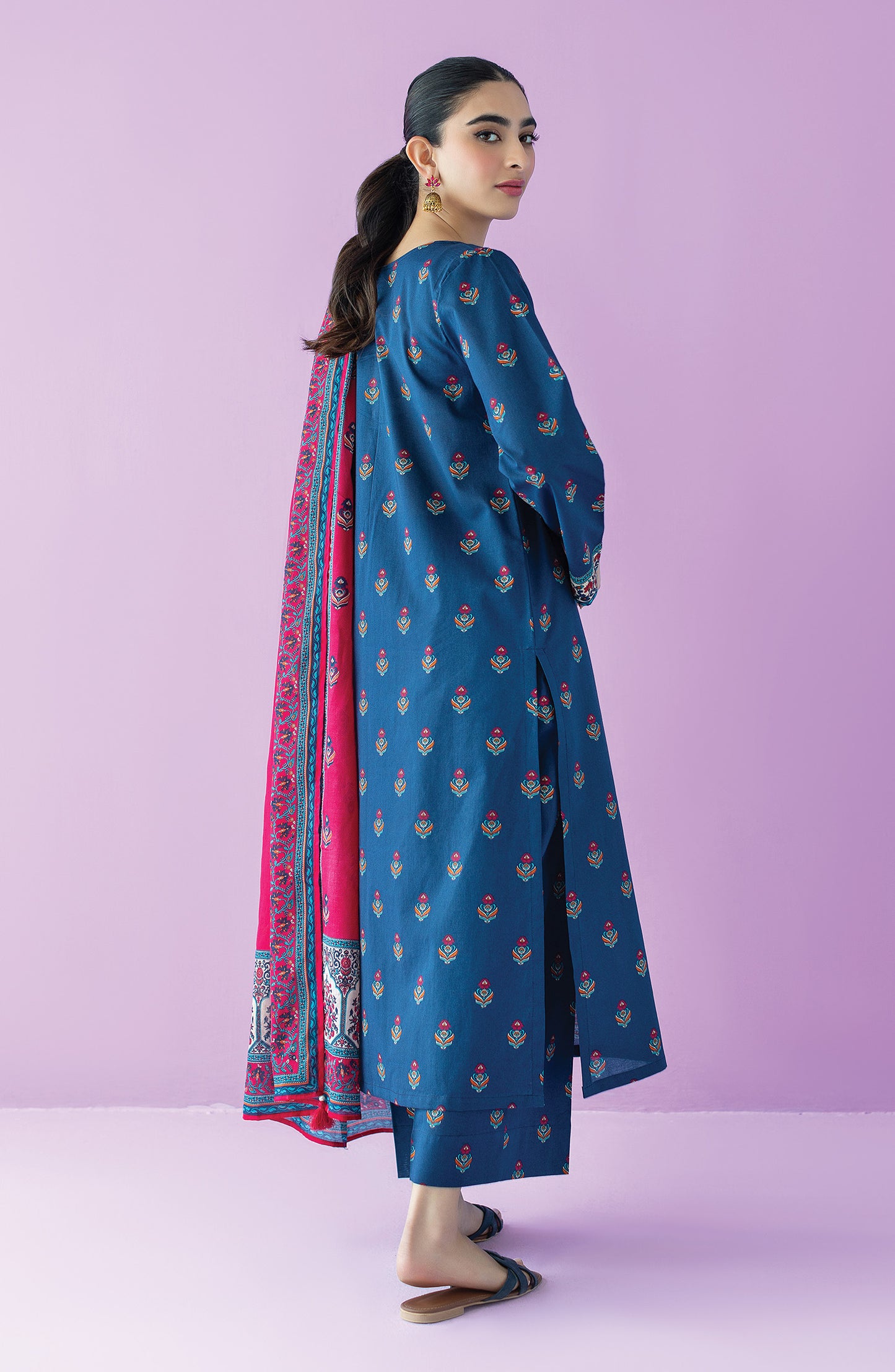 OTL-23-165/U BLUE LAWN  UNSTITCHED SHIRT DUPATTA PANTS