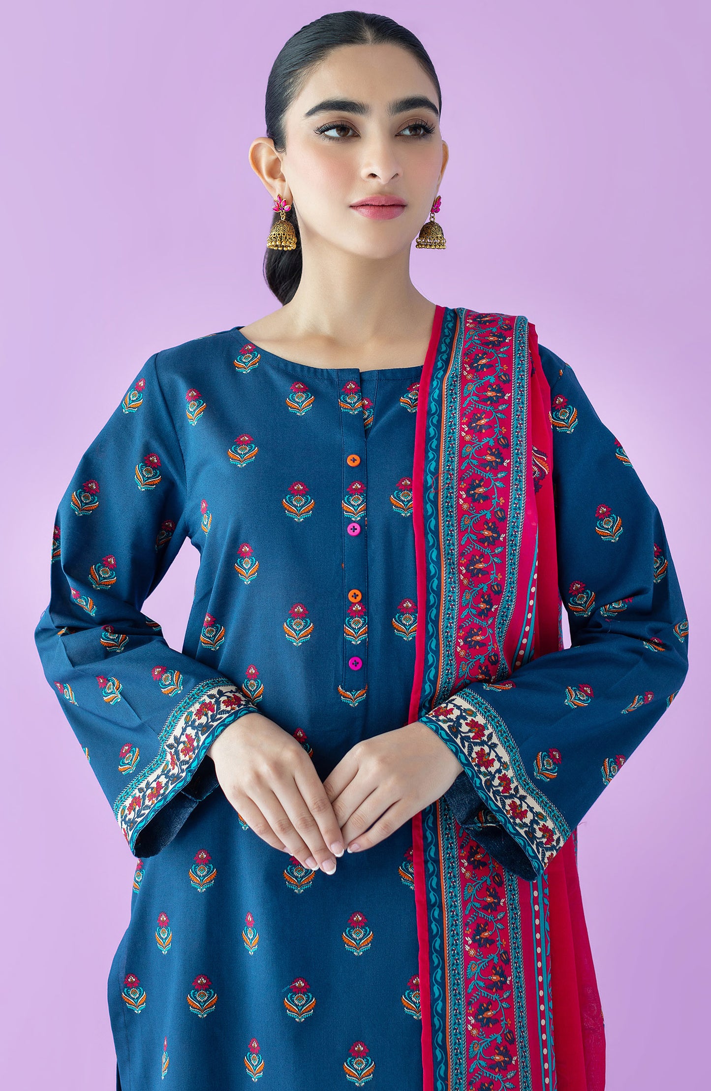 OTL-23-165/U BLUE LAWN  UNSTITCHED SHIRT DUPATTA PANTS