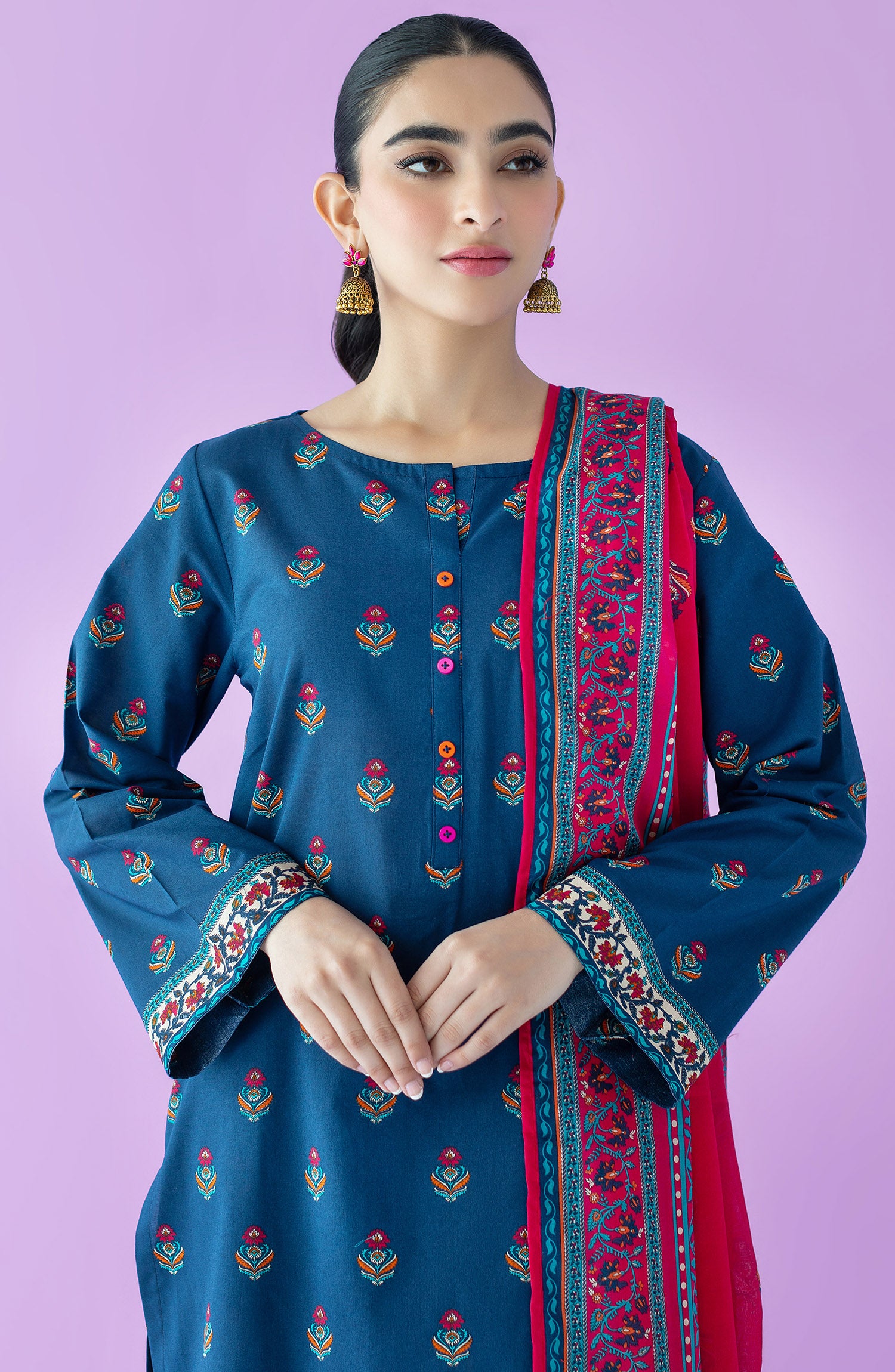 OTL-23-165/U BLUE LAWN  UNSTITCHED SHIRT DUPATTA PANTS