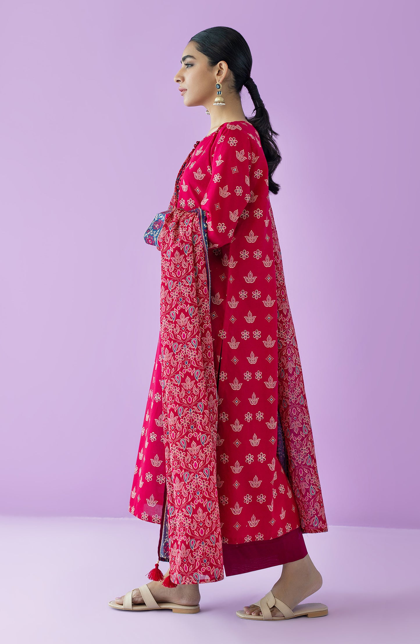 OTL-23-139/S RED LAWN  READY TO WEAR SHIRT DUPATTA PANTS