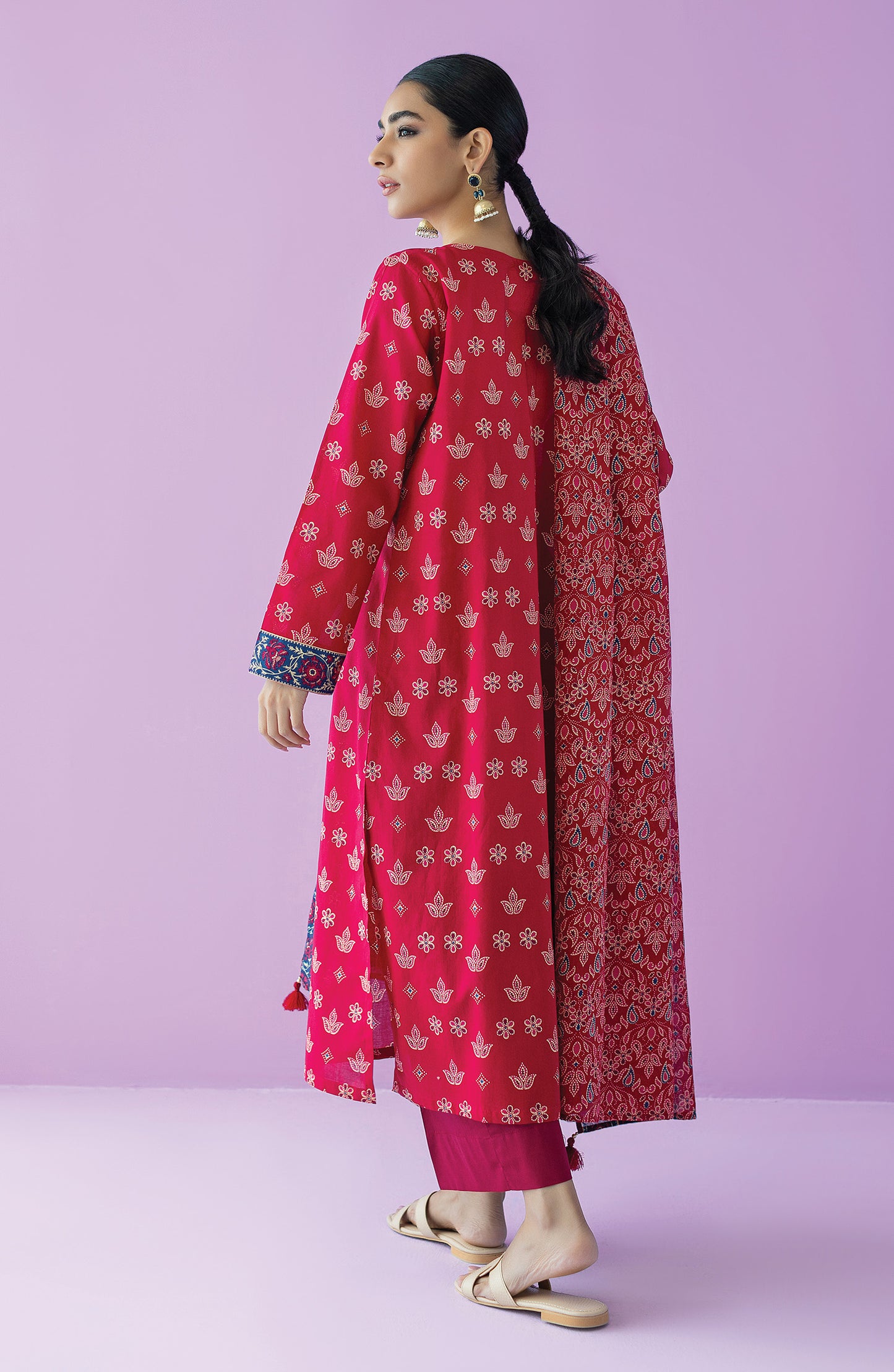 OTL-23-139/S RED LAWN  READY TO WEAR SHIRT DUPATTA PANTS