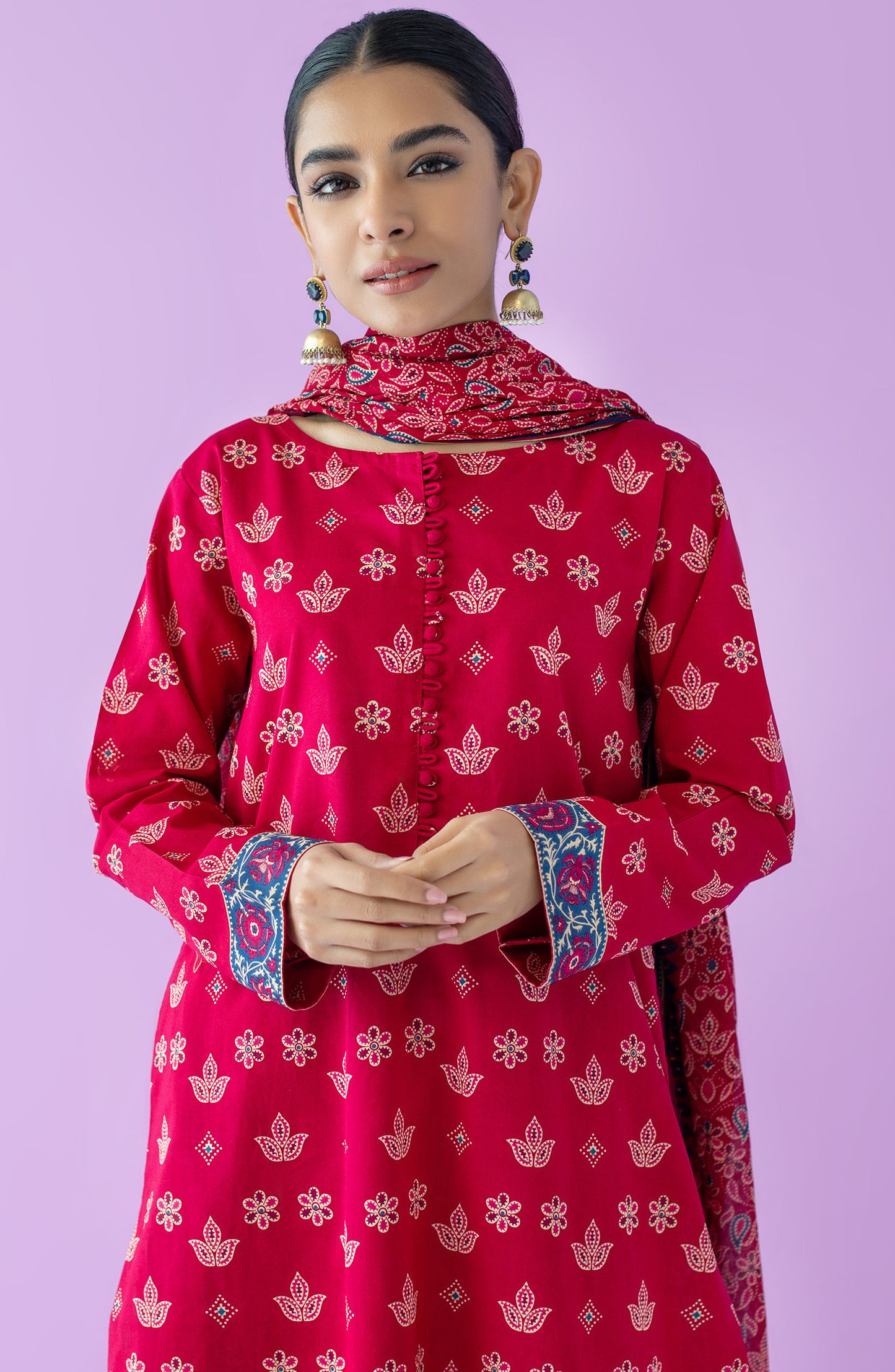 OTL-23-139/S RED LAWN  READY TO WEAR SHIRT DUPATTA PANTS