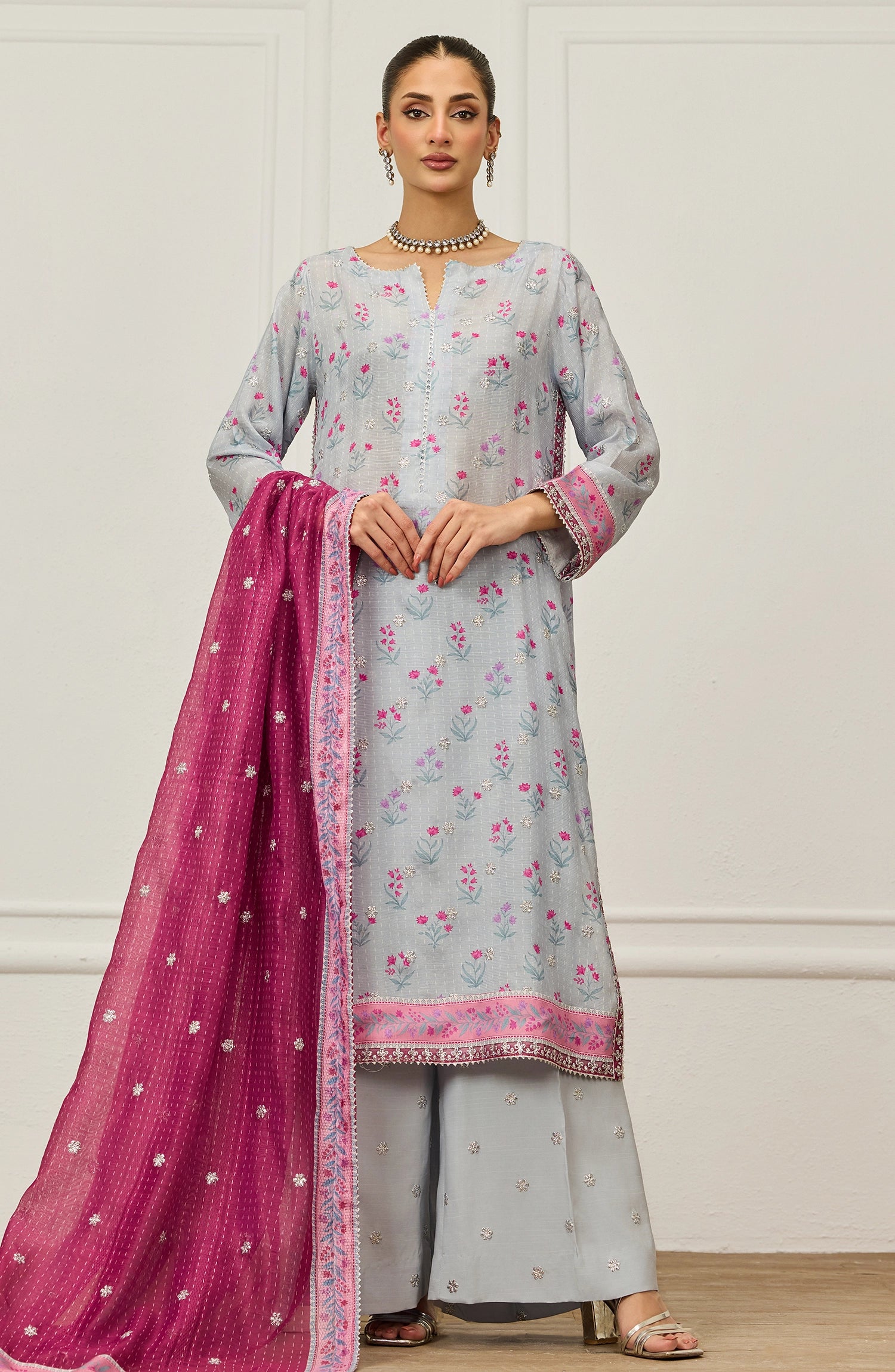 Stitched | 3 Piece | Embroidered | Raw Silk Shirt | WRC25S-3031/S ICE BLUE