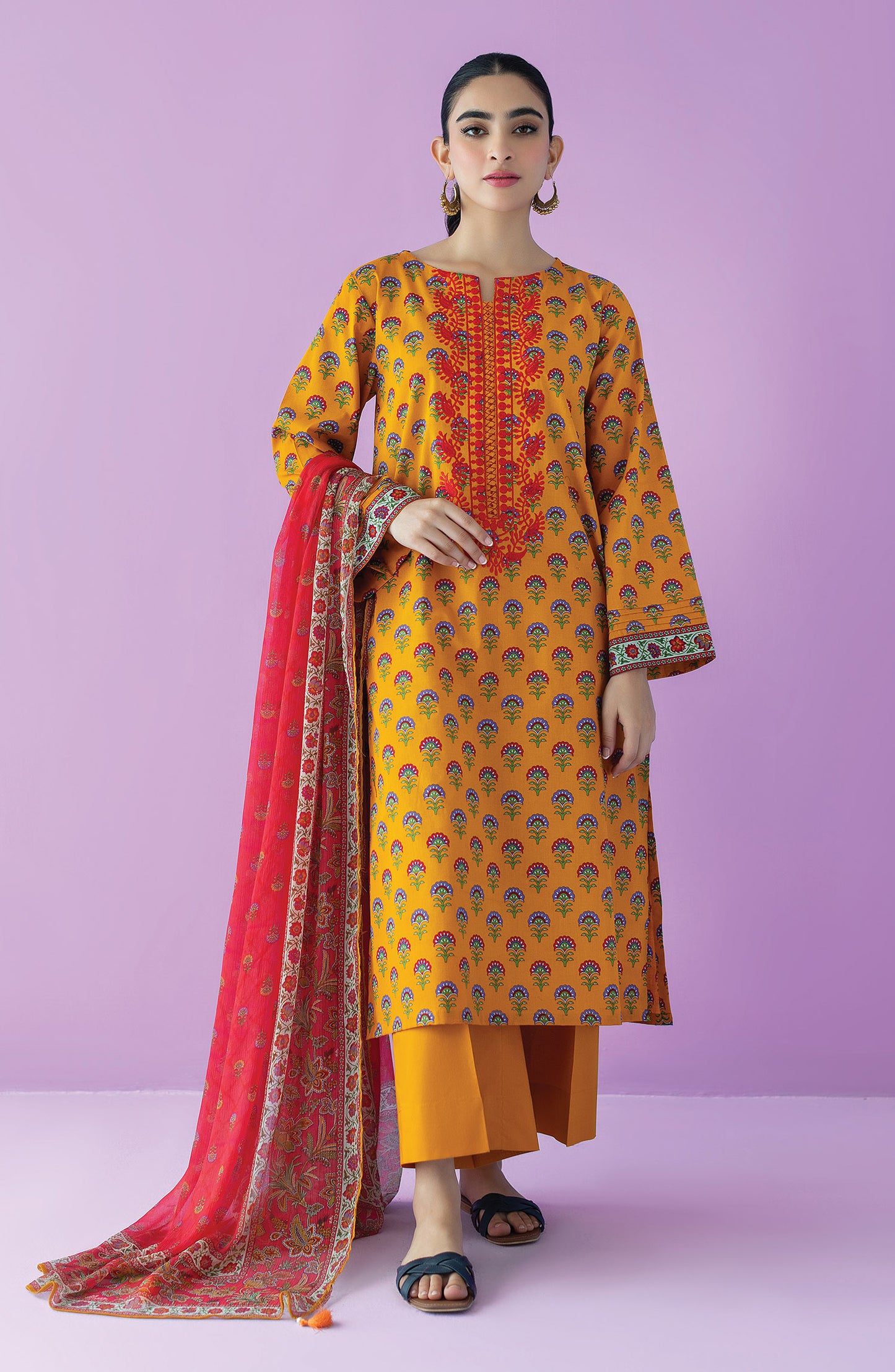 OTL-23-116/U CHROME LAWN  UNSTITCHED SHIRT DUPATTA PANTS