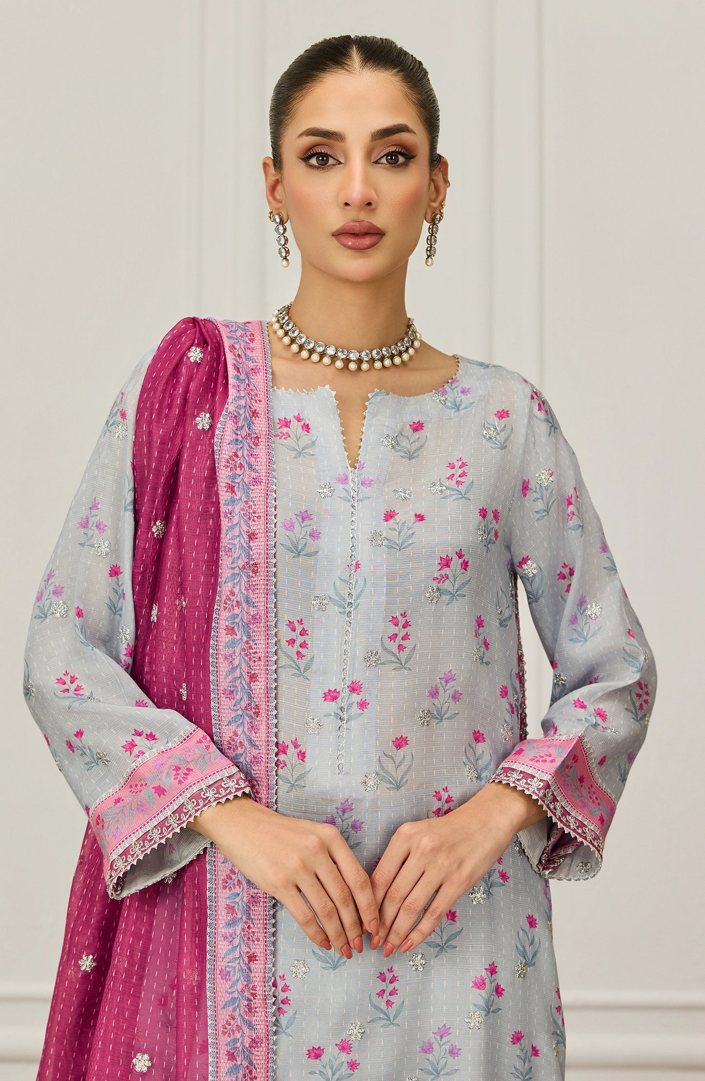 Stitched | 3 Piece | Embroidered | Raw Silk Shirt | WRC25S-3031/S ICE BLUE