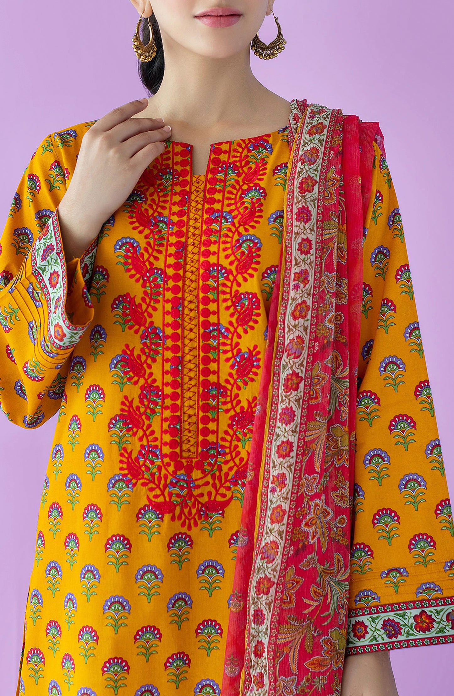 OTL-23-116/U CHROME LAWN  UNSTITCHED SHIRT DUPATTA PANTS