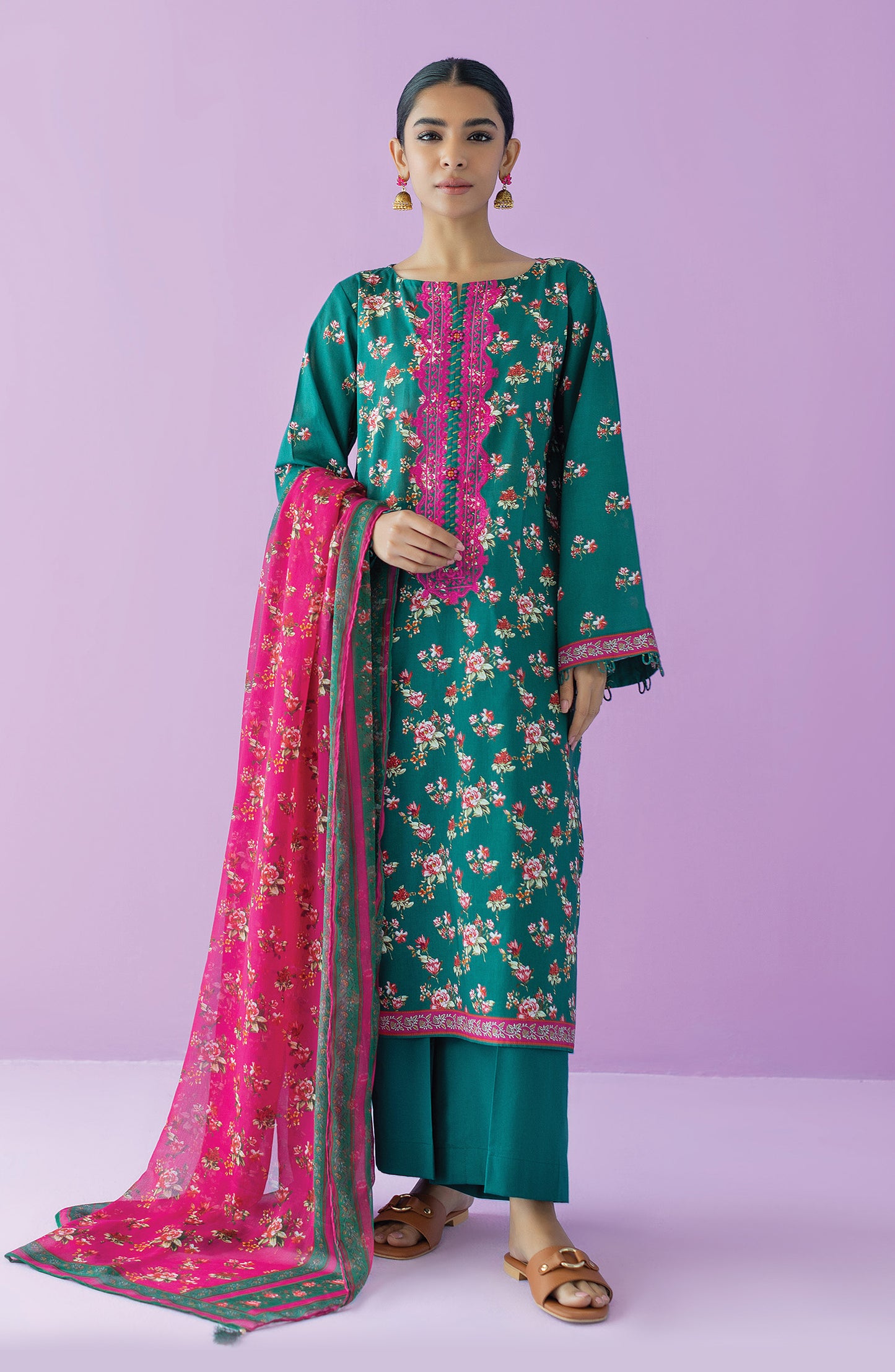 OTL-23-127/U GREEN LAWN  UNSTITCHED SHIRT DUPATTA PANTS