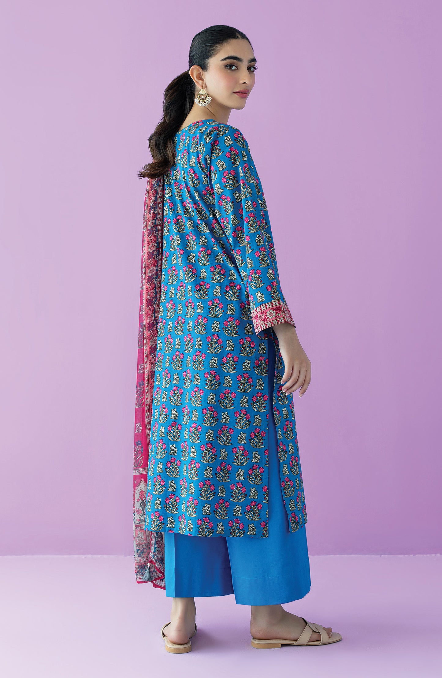 OTL-23-115/U BLUE LAWN  UNSTITCHED SHIRT DUPATTA PANTS