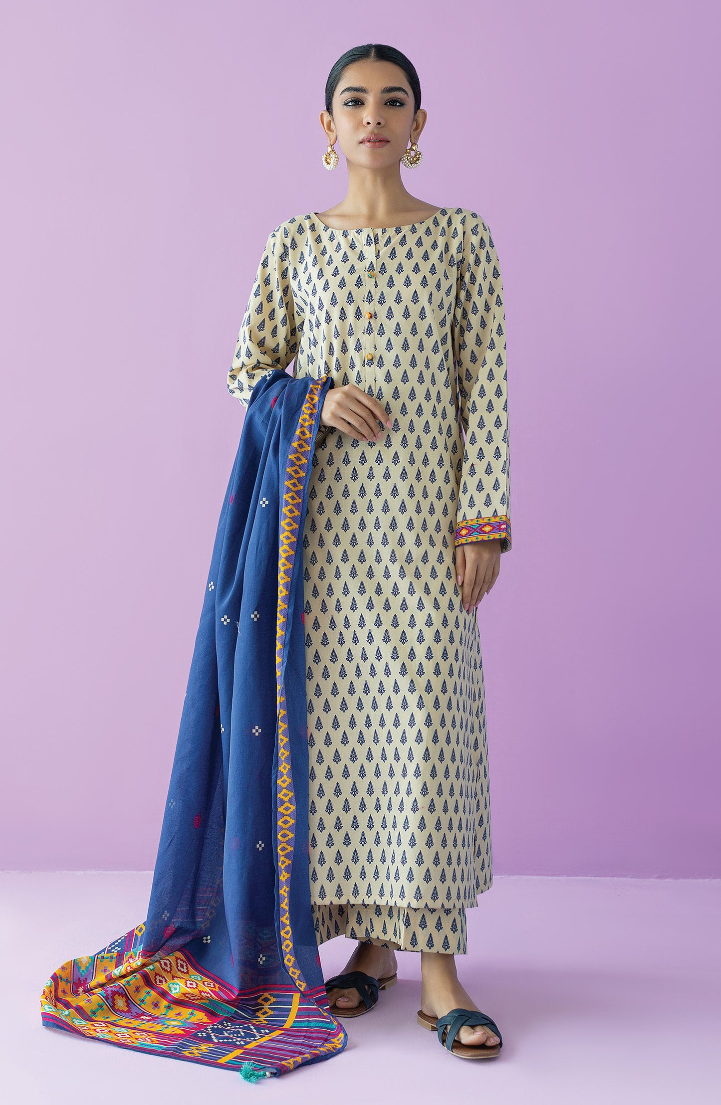 OTL-23-162/S BEIGE LAWN  READY TO WEAR SHIRT DUPATTA PANTS
