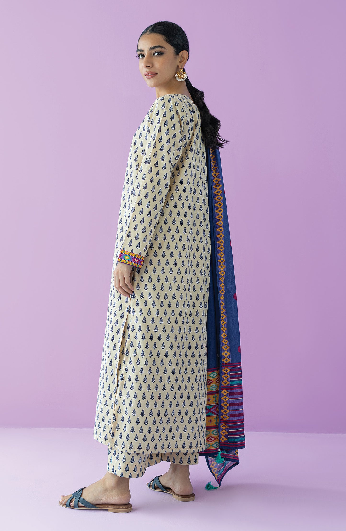 OTL-23-162/S BEIGE LAWN  READY TO WEAR SHIRT DUPATTA PANTS