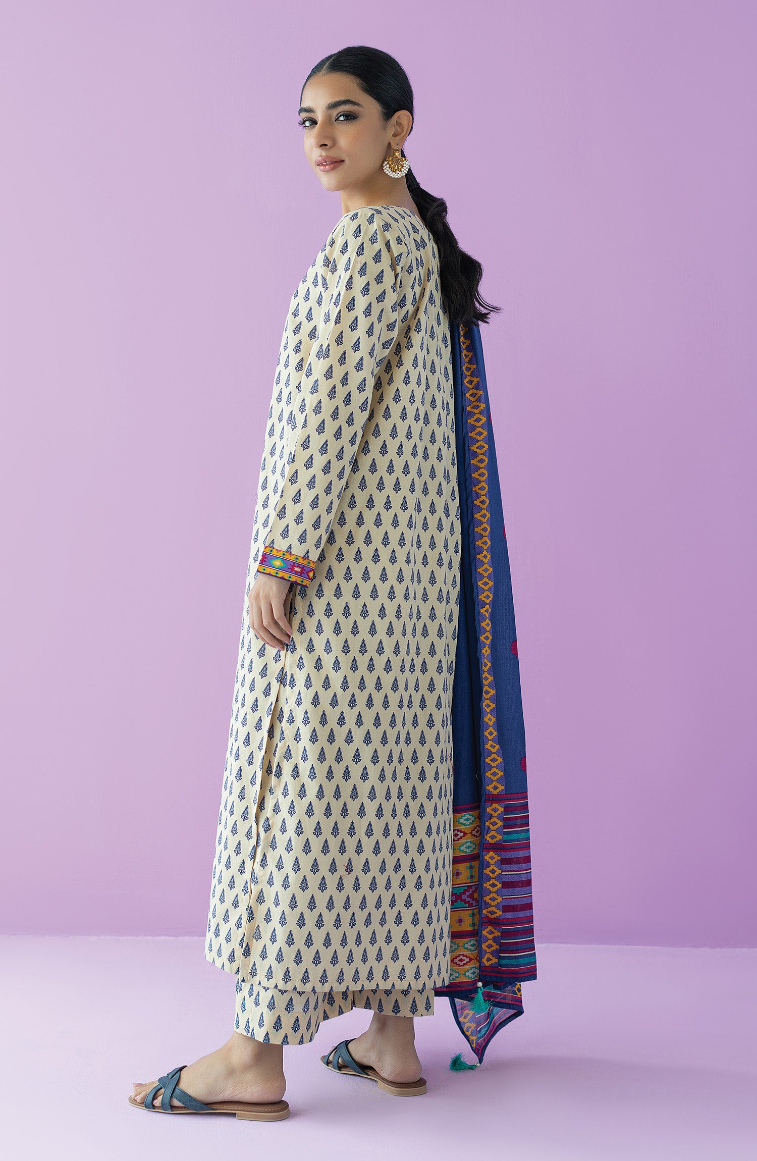 OTL-23-162/S BEIGE LAWN  READY TO WEAR SHIRT DUPATTA PANTS