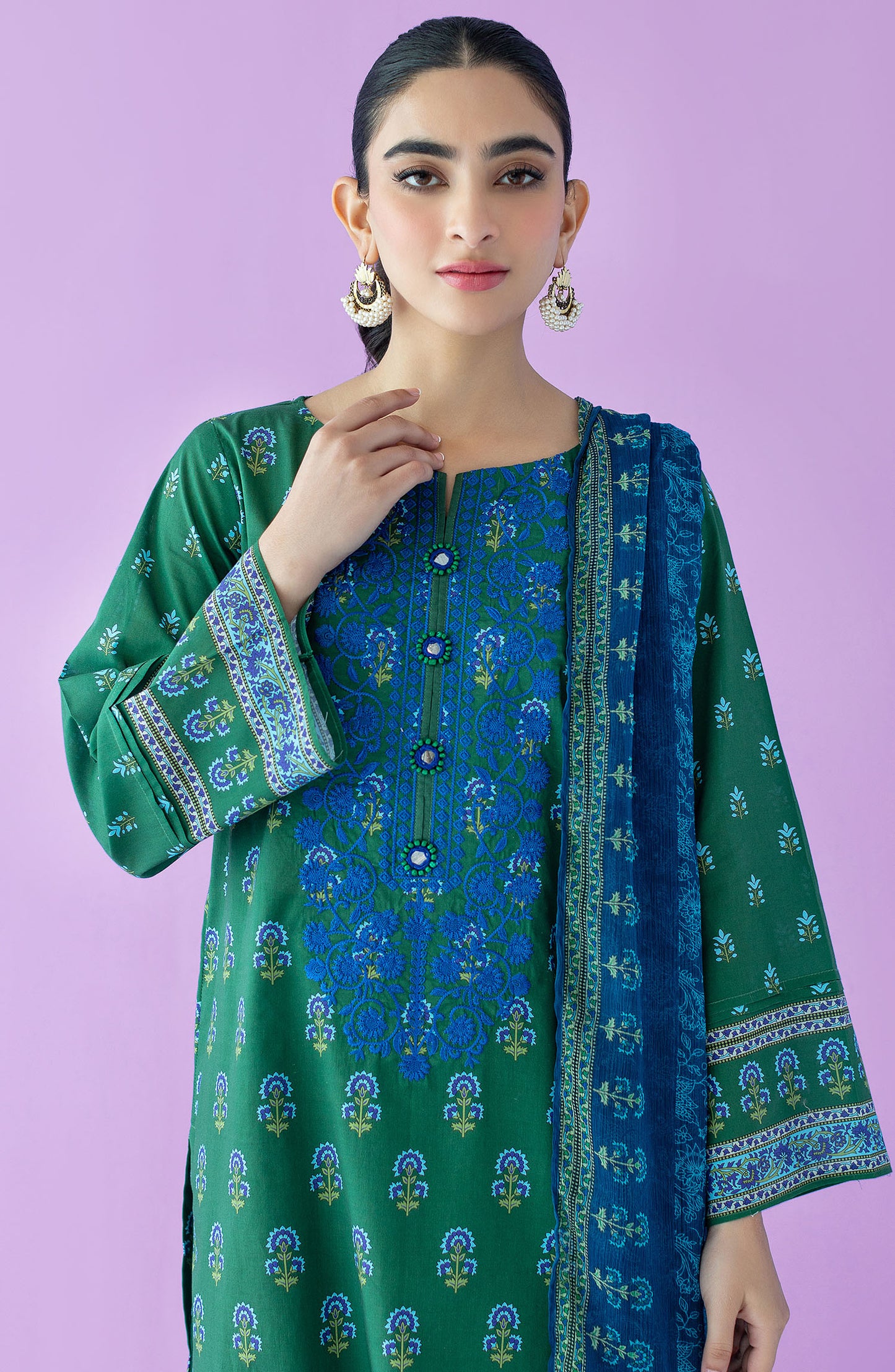 OTL-23-122/U GREEN LAWN  UNSTITCHED SHIRT DUPATTA PANTS
