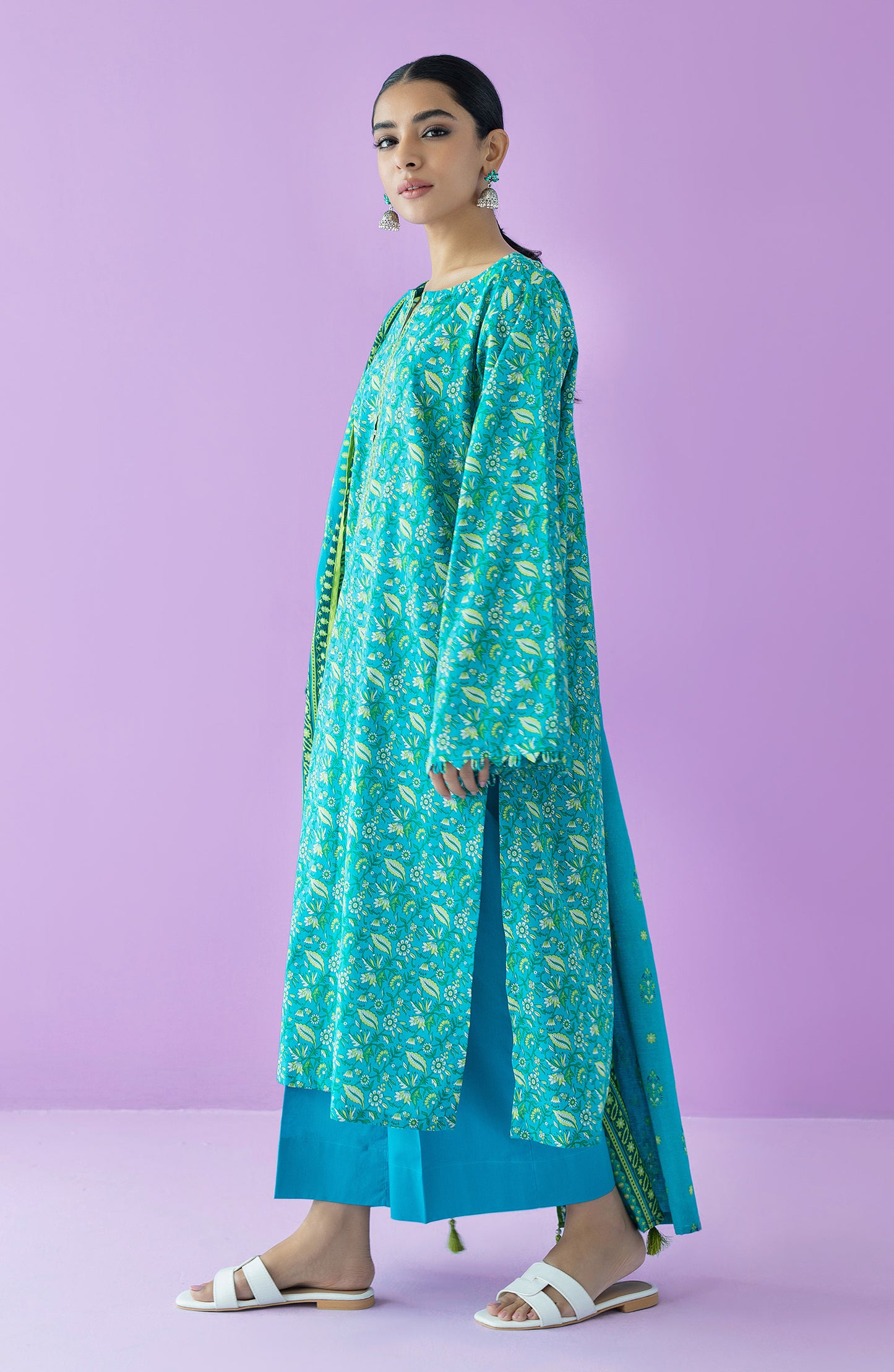 OTL-23-137/U TURQUOISE LAWN  UNSTITCHED SHIRT DUPATTA PANTS