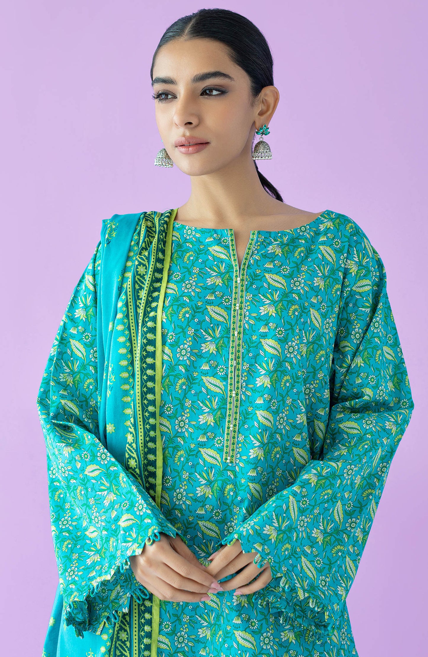 OTL-23-137/S TURQUOISE LAWN  READY TO WEAR SHIRT DUPATTA PANTS