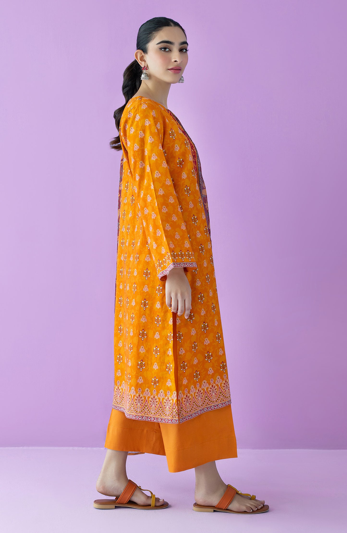 OTL-23-126/U ORANGE LAWN  UNSTITCHED SHIRT DUPATTA PANTS