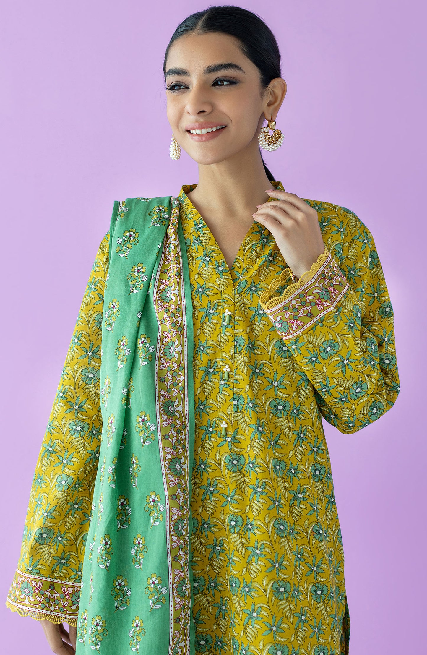 OTL-23-145/S MEHNDI LAWN  READY TO WEAR SHIRT DUPATTA PANTS