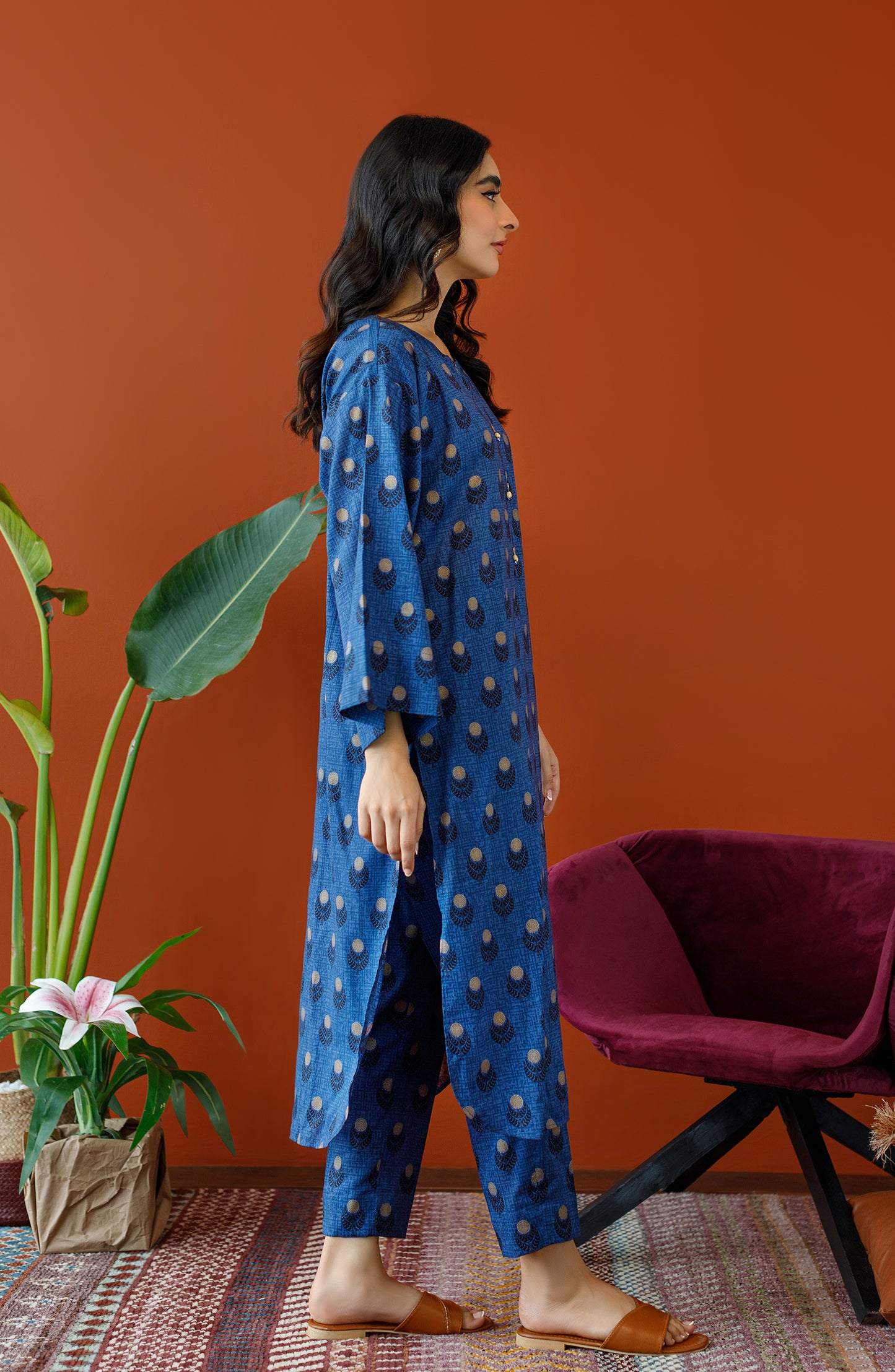 NRDS-23-152/U TEAL COTTON SLUB Women UNSTITCHED SHIRT PANTS