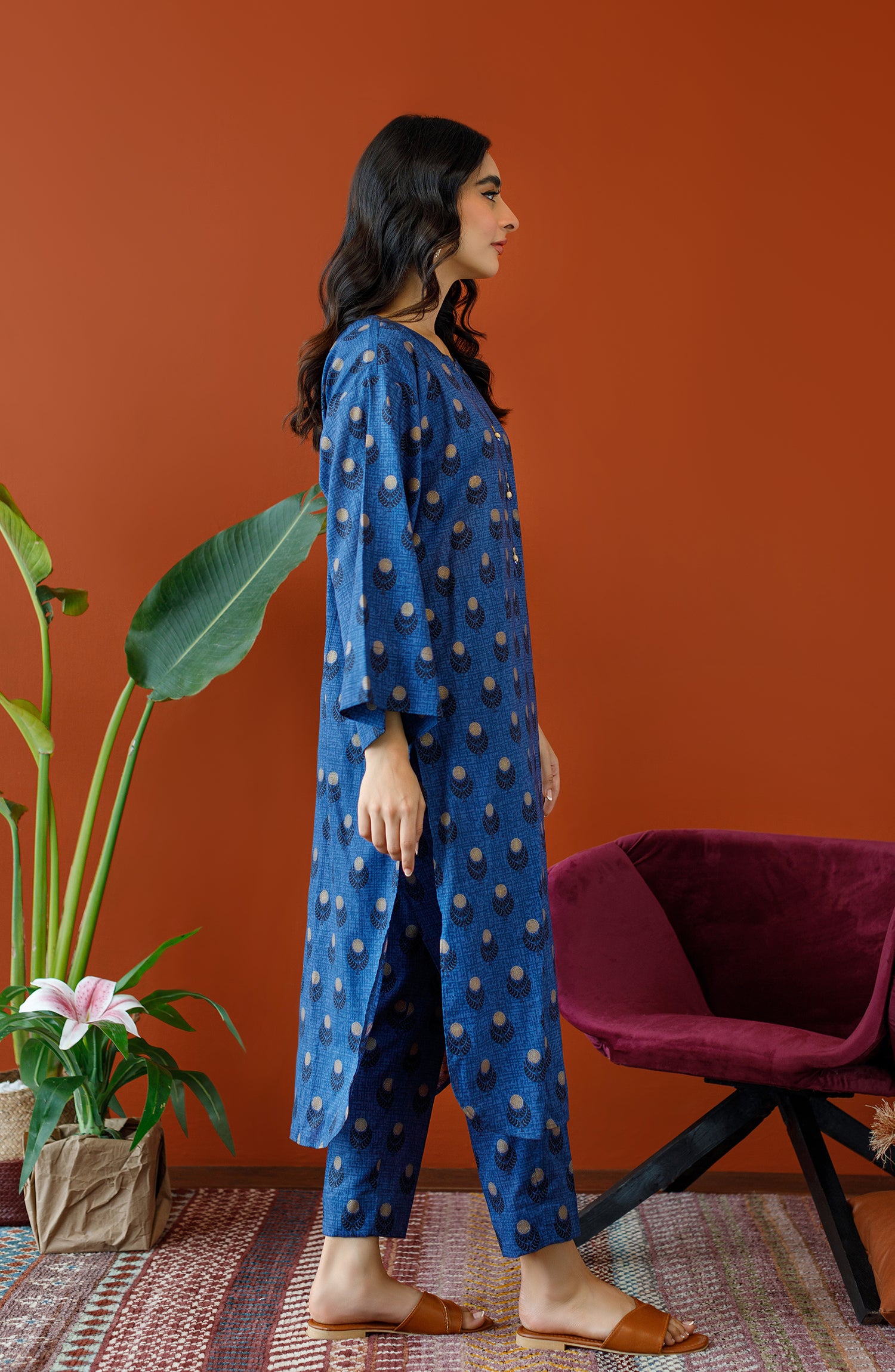 NRDS-23-152/U TEAL COTTON SLUB Women UNSTITCHED SHIRT PANTS