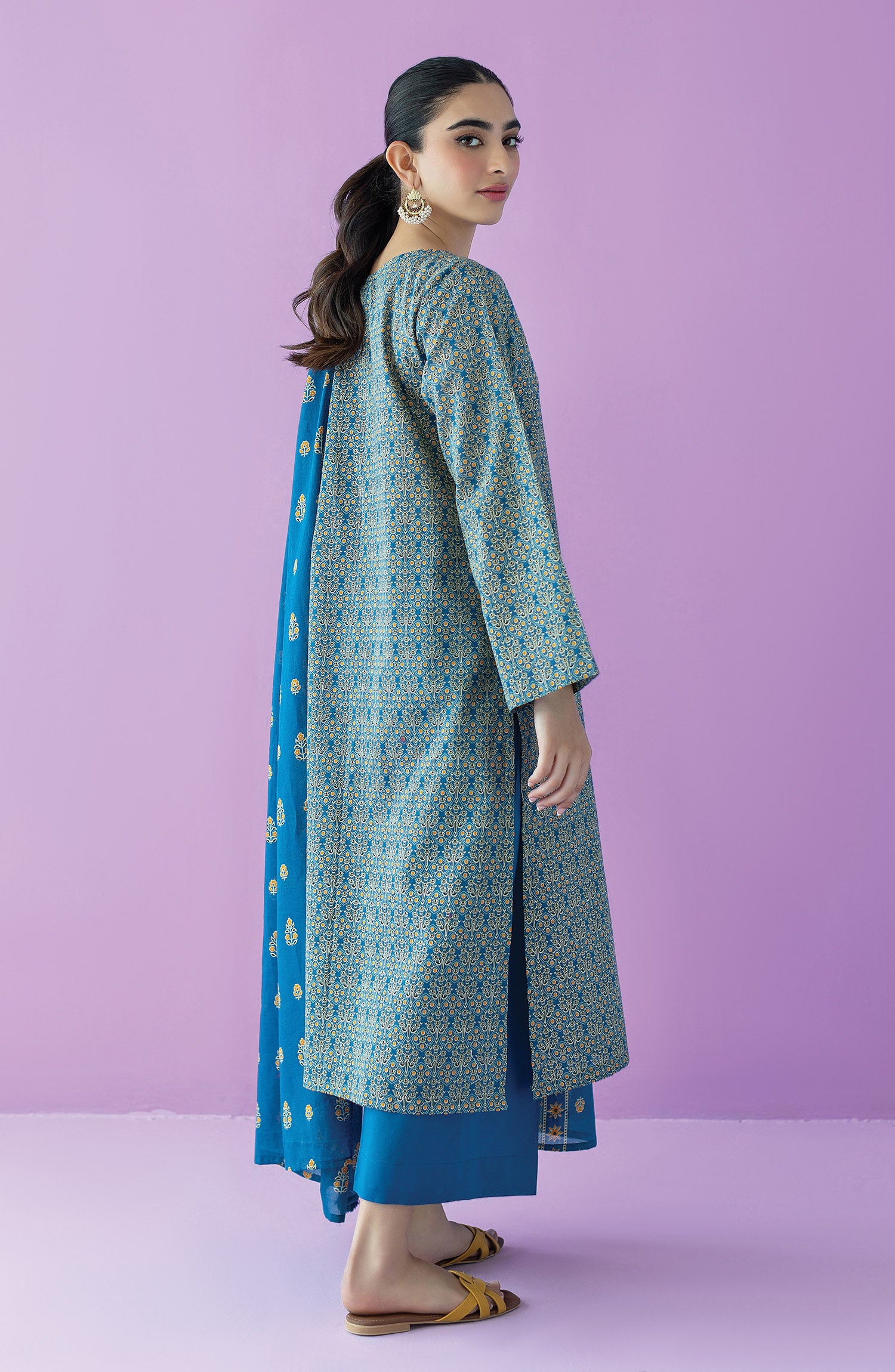 OTL-23-155/U BLUE LAWN  UNSTITCHED SHIRT DUPATTA PANTS