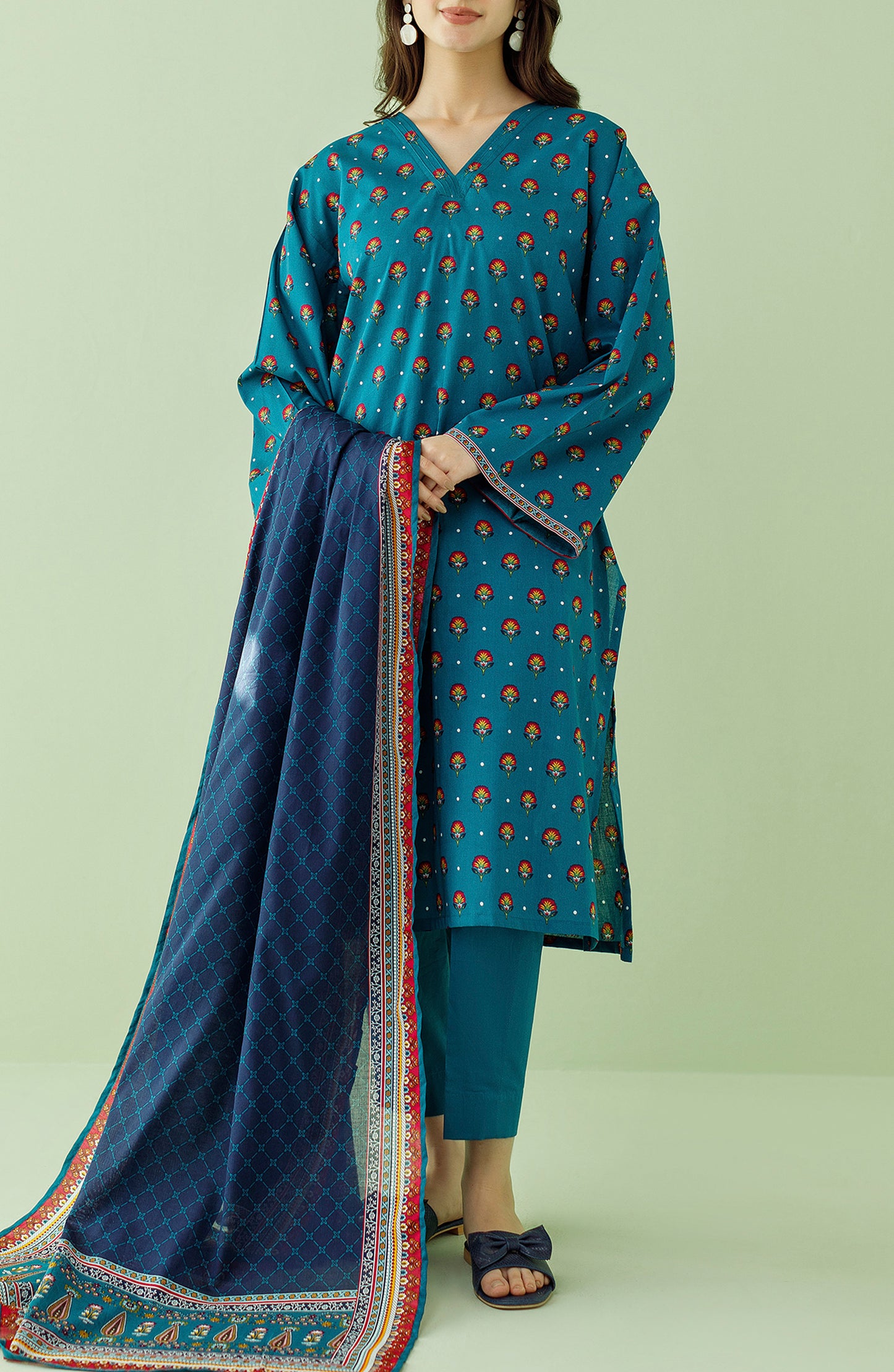 OTL-23-361/U TEAL LAWN Women UNSTITCHED SHIRT DUPATTA PANTS