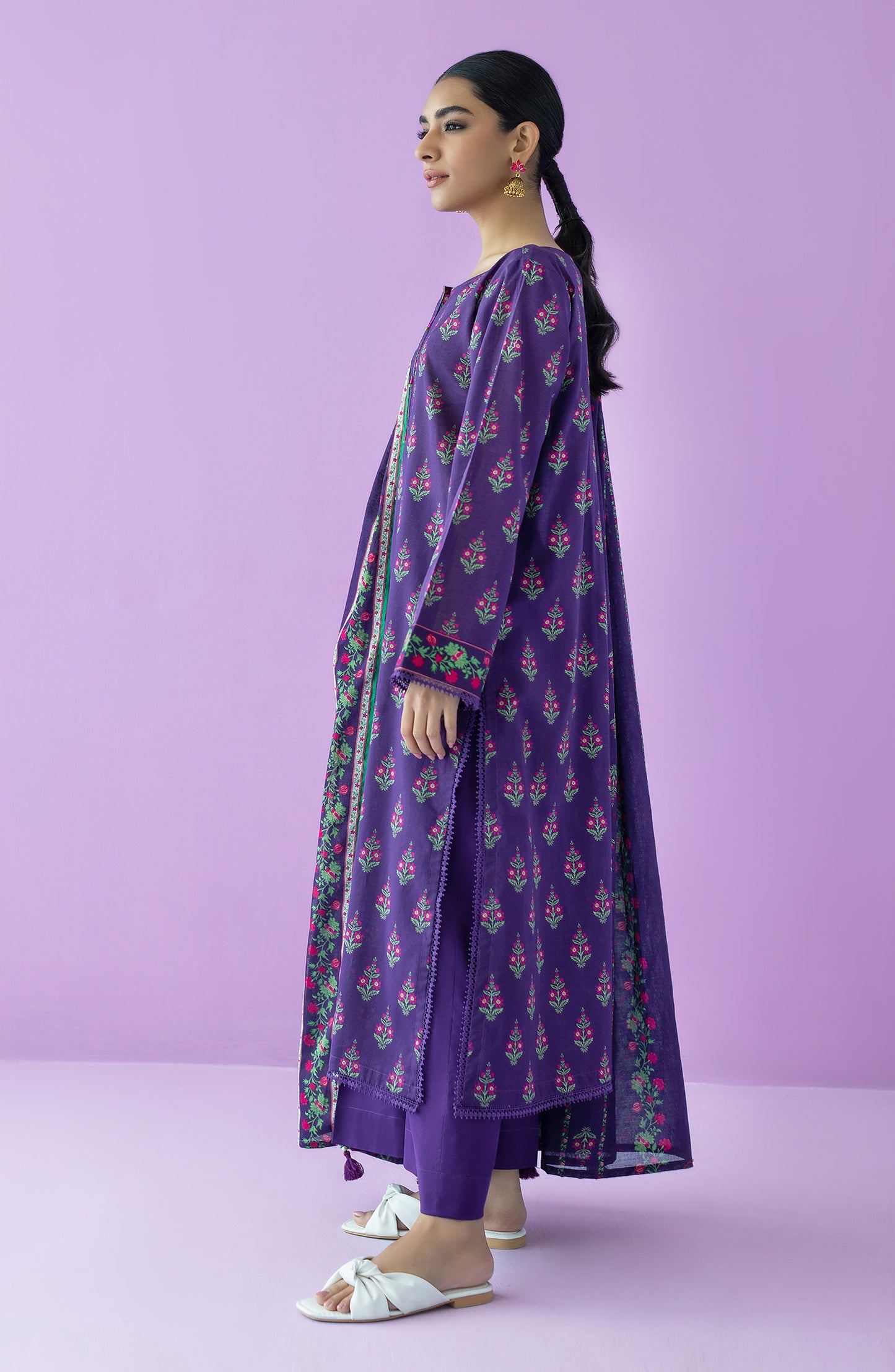 OTL-23-148/U PURPLE LAWN  UNSTITCHED SHIRT DUPATTA PANTS