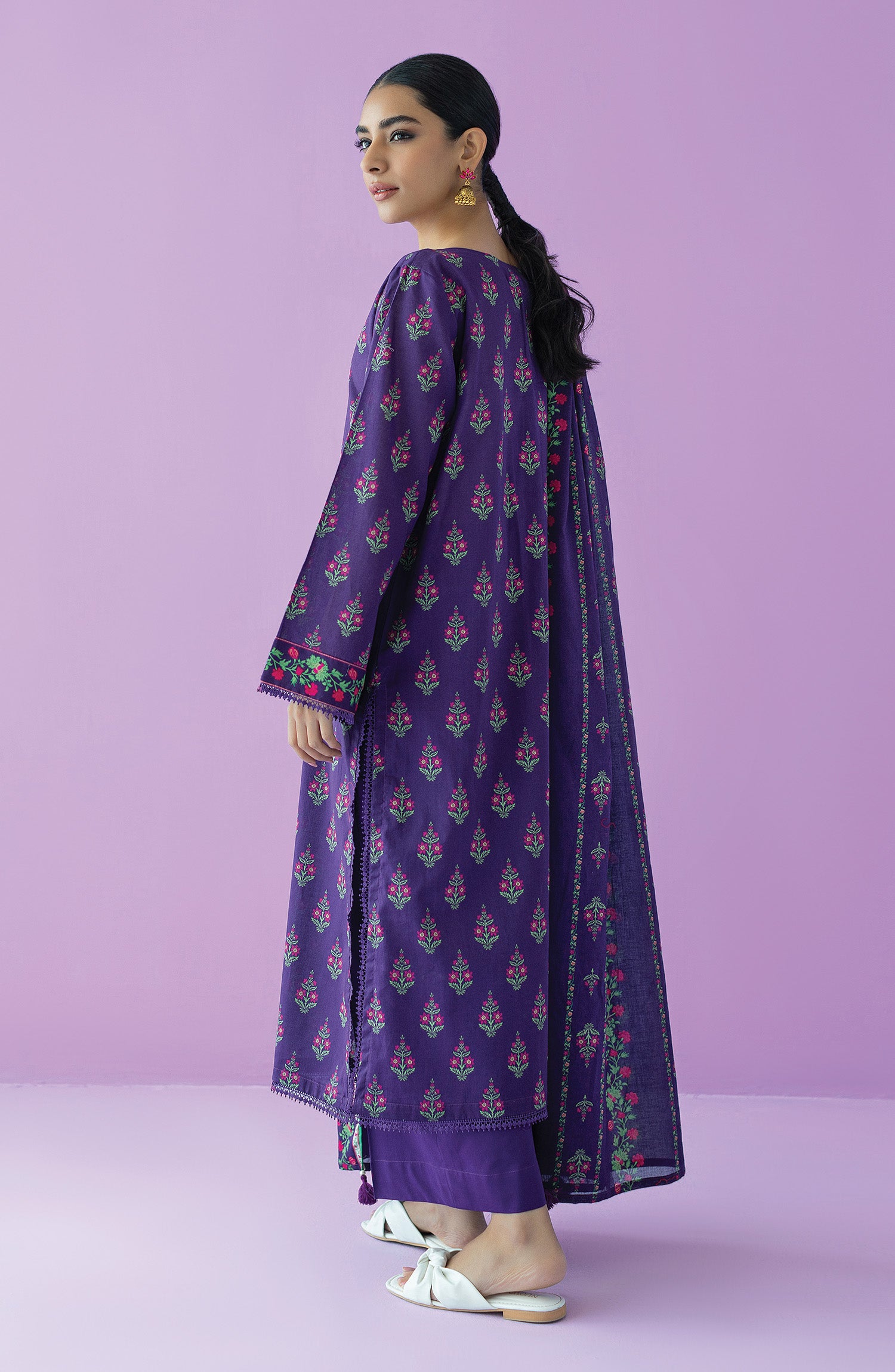 OTL-23-148/U PURPLE LAWN  UNSTITCHED SHIRT DUPATTA PANTS