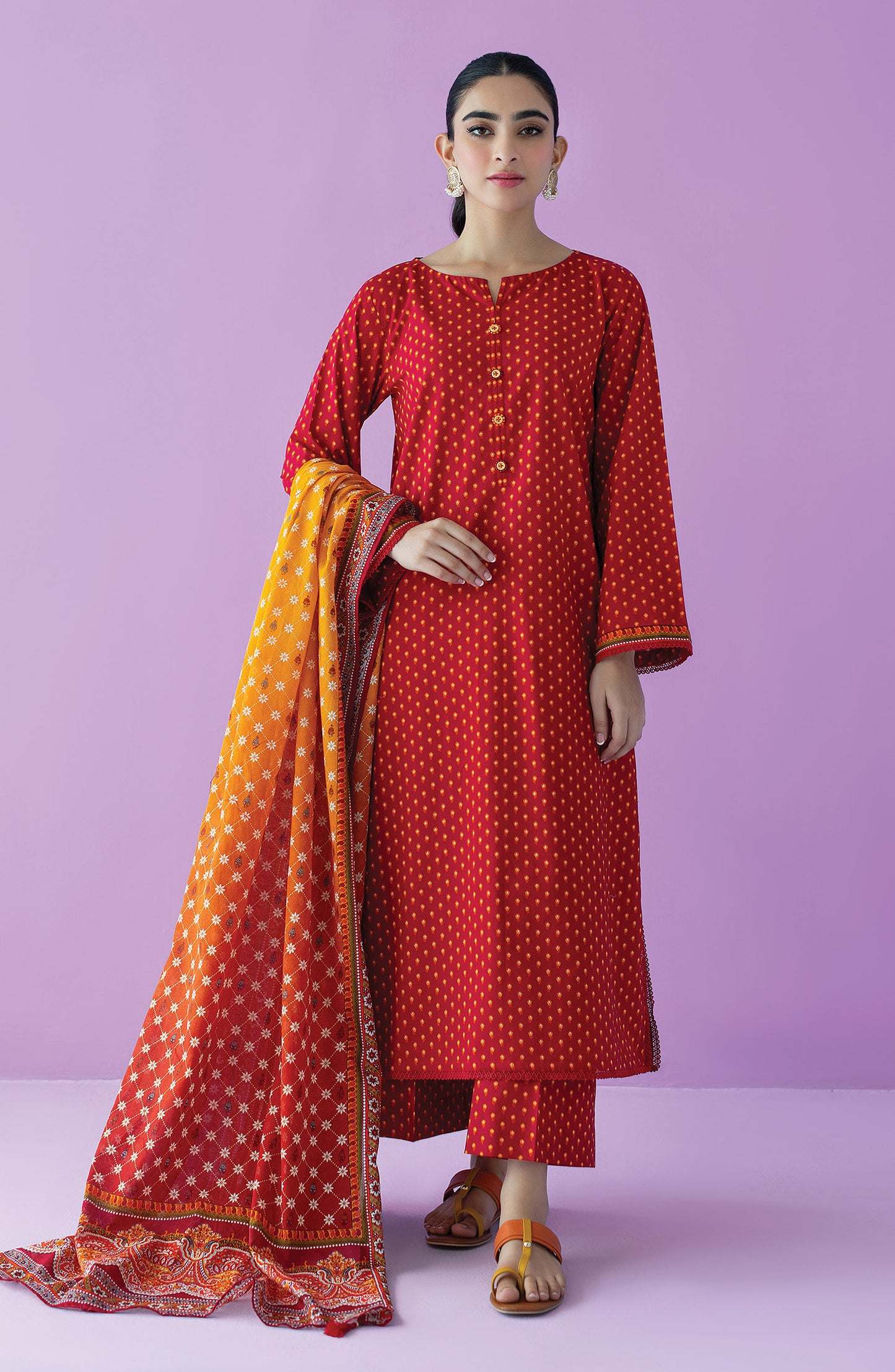 OTL-23-164/S RED LAWN  READY TO WEAR SHIRT DUPATTA PANTS