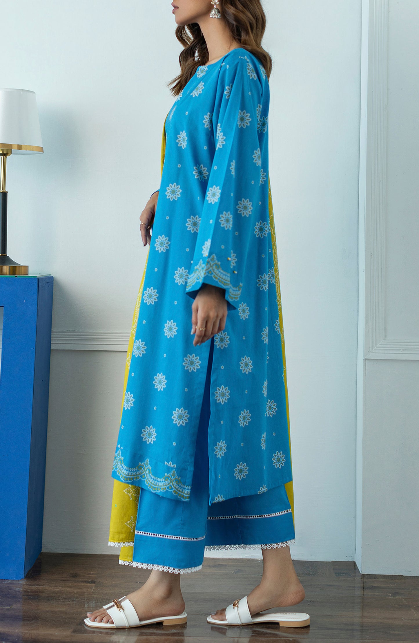 OTL-23-024/U BLUE LAWN  UNSTITCHED SHIRT DUPATTA PANTS